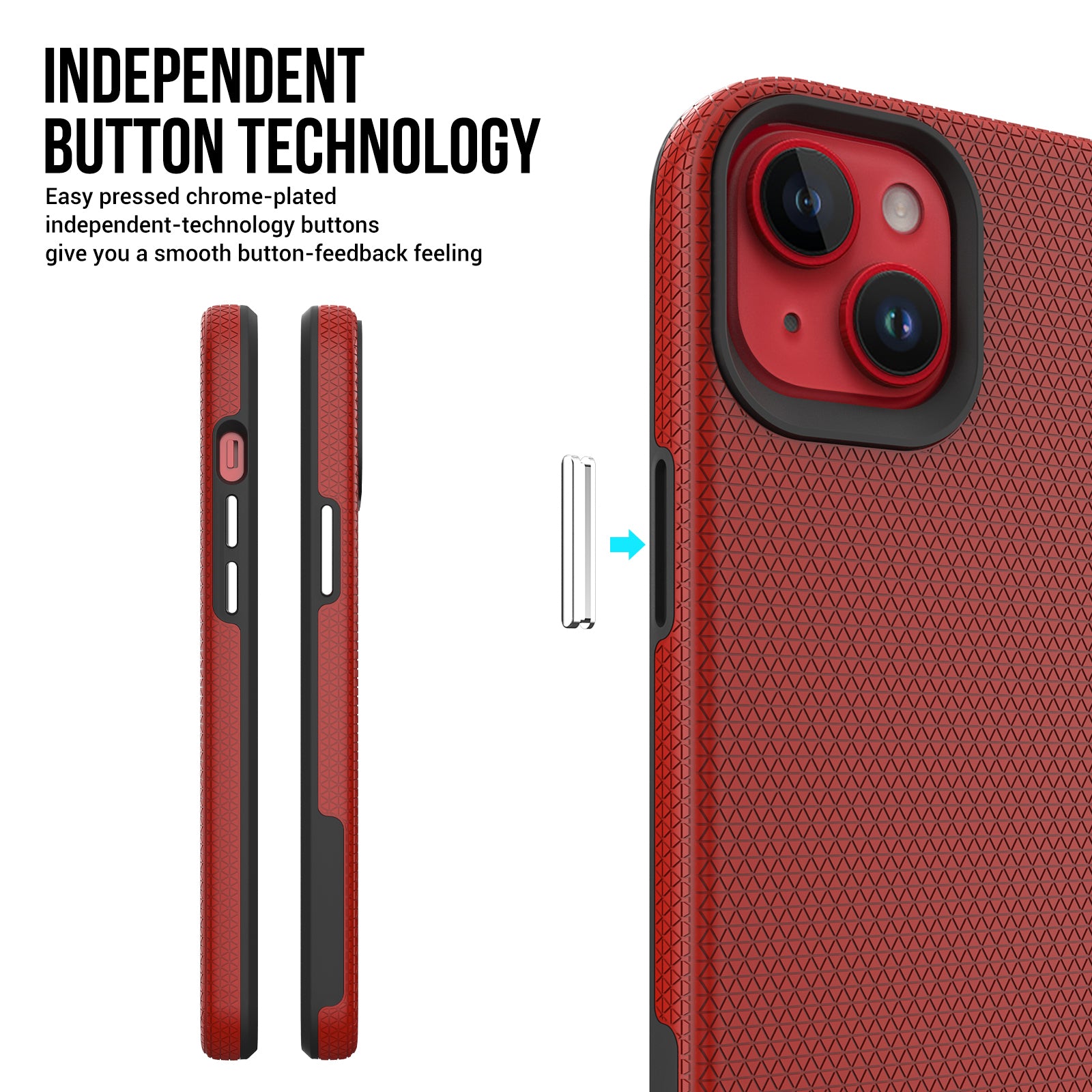 Anti-scratch Phone Case For iPhone 14 Triangle Heat Dissipation TPU PC Military Grade Drop-proof Back Cover