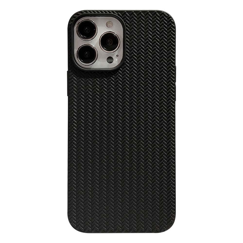 Back Shell for iPhone 14 Pro Max Woven Texture Soft TPU Protective Case Bump Proof Phone Cover