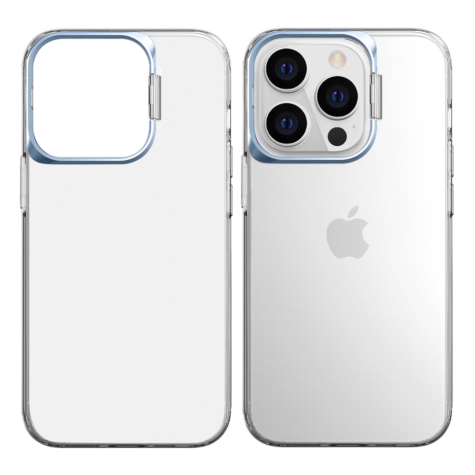 For iPhone 14 Pro Max Apex Capsule Series Clear TPU Back Case 4 Corners Airbags Cover Metal Camera Frame with Kickstand