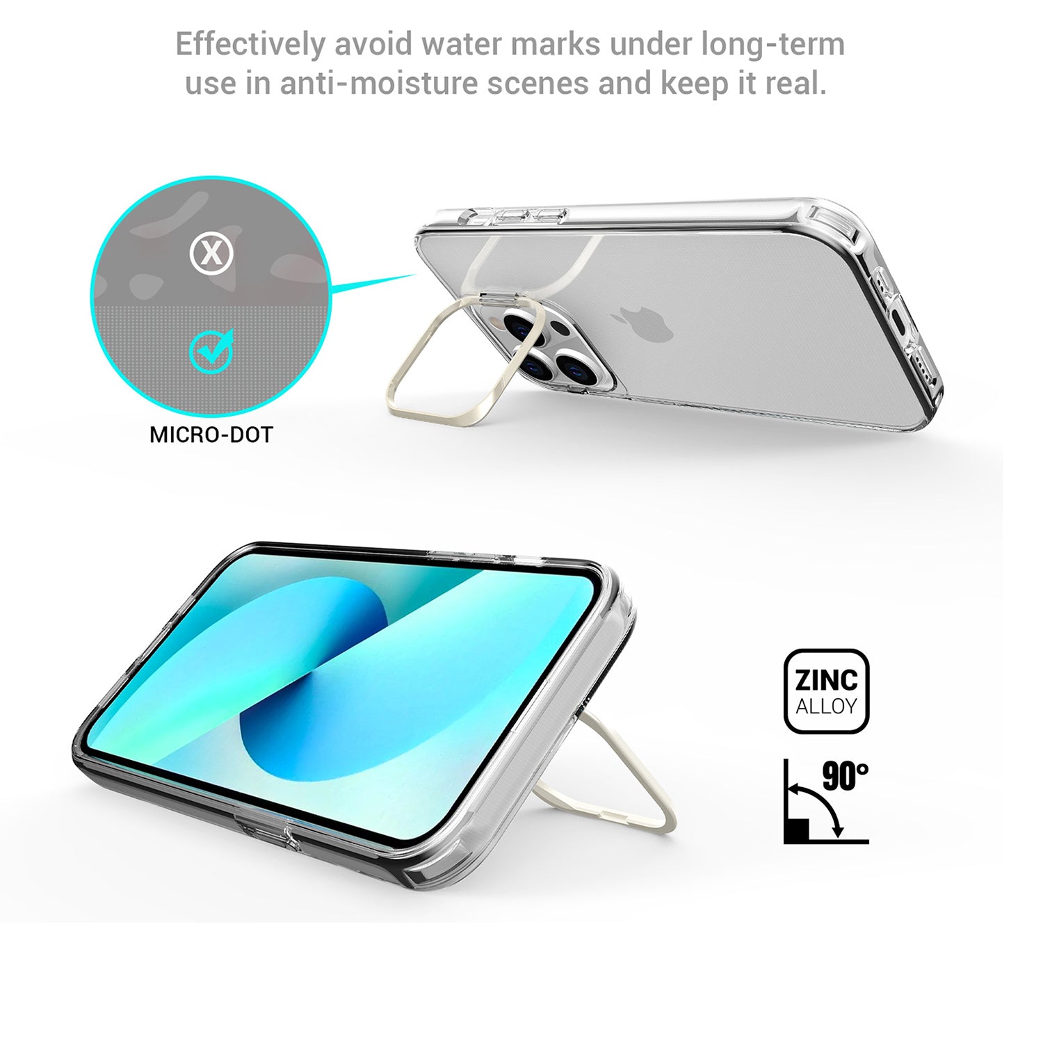 For iPhone 14 Pro Max Apex Capsule Series Clear TPU Back Case 4 Corners Airbags Cover Metal Camera Frame with Kickstand