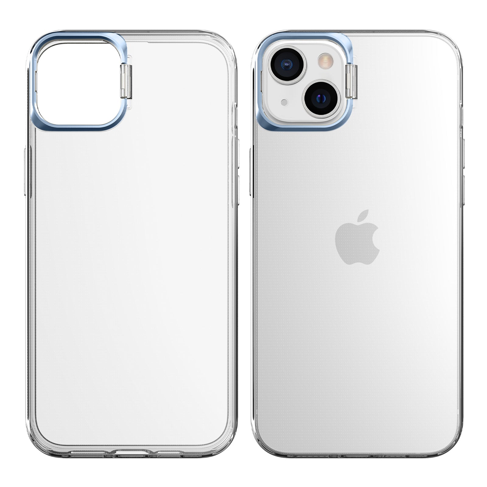 For iPhone 13 6.1 inch 14 Apex Capsule Series Anti-yellowing Phone Case Kickstand Clear 4 Corners Airbags Protective Soft TPU Phone Cover with Metal Camera Frame