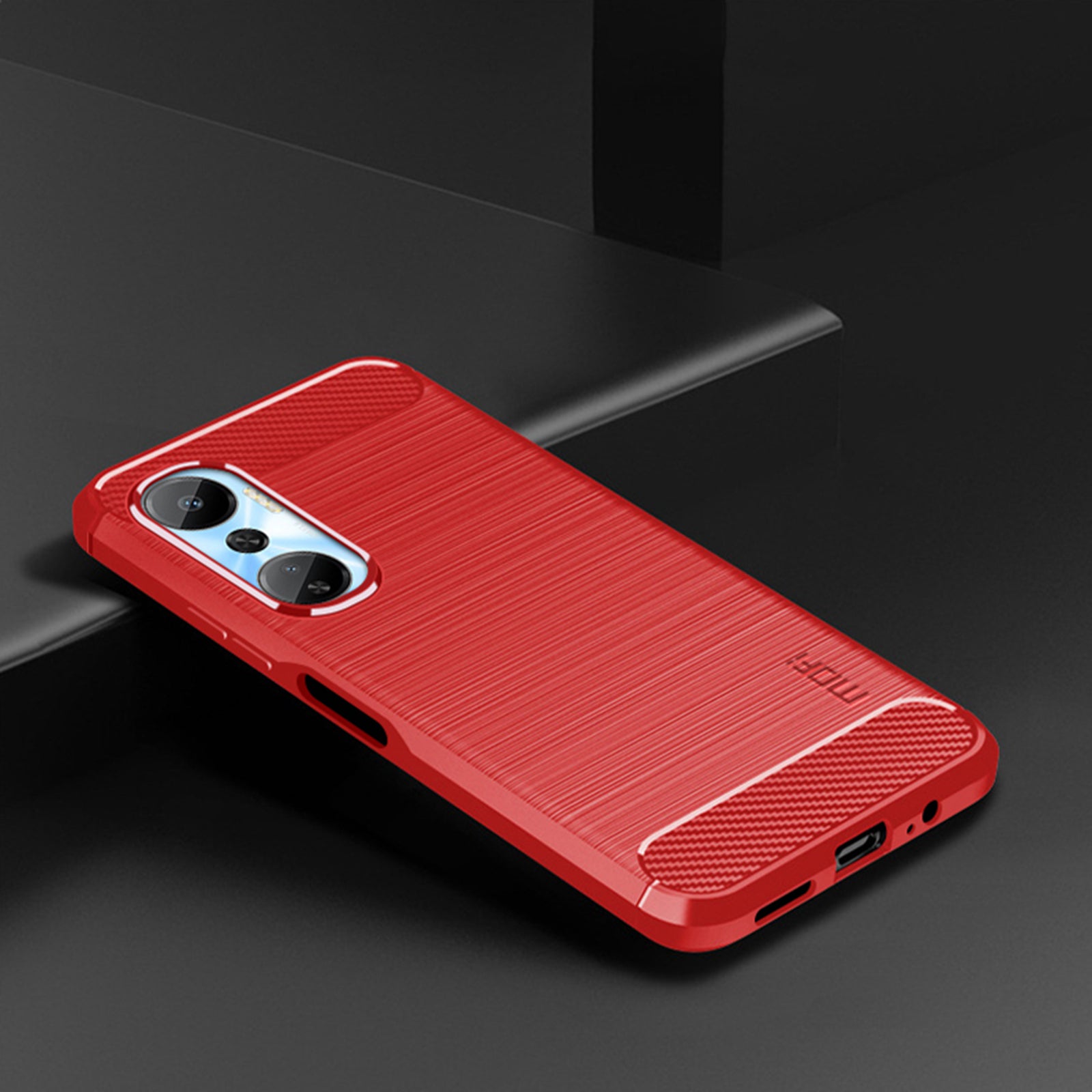 MOFI JK TPU Series-1 for Infinix Hot 20 4G Anti-fall Protective Slim Smartphone Case Carbon Fiber Brushed TPU Phone Back Cover