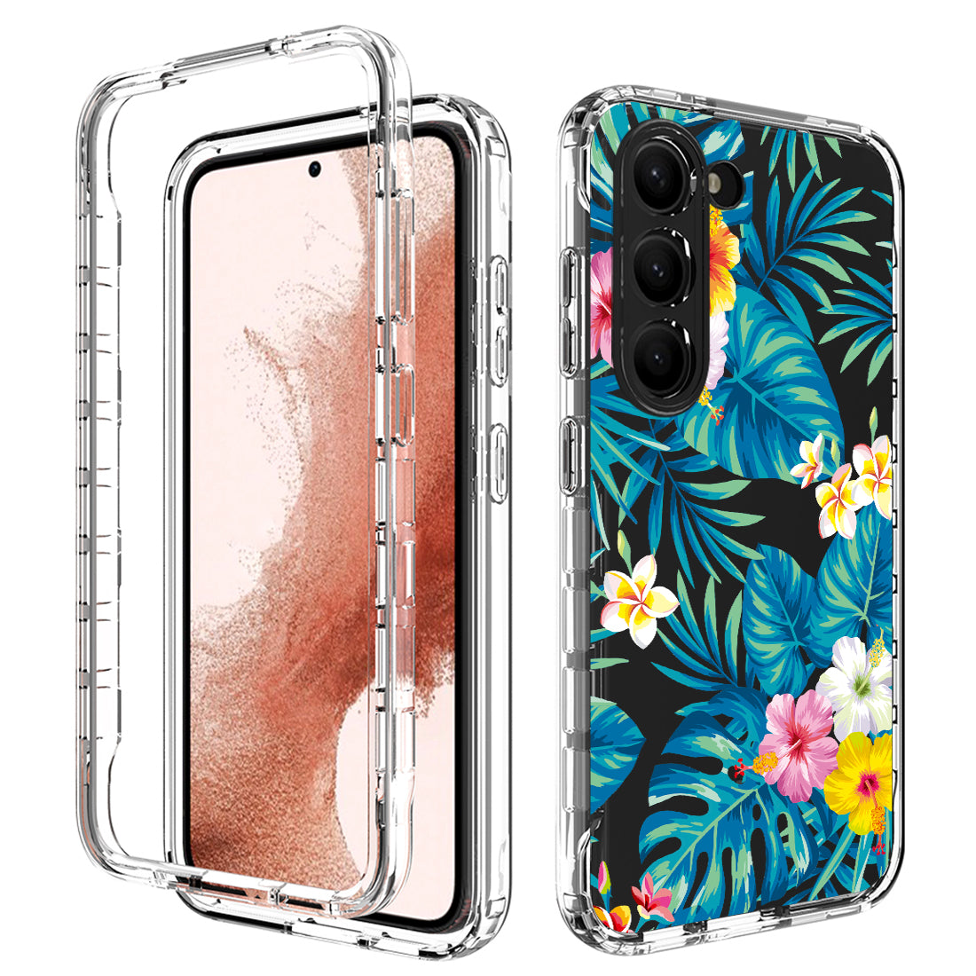 For Samsung Galaxy S23 Pattern Printing PC TPU 2-in-1 Phone Case Anti-scratch Transparent Cover