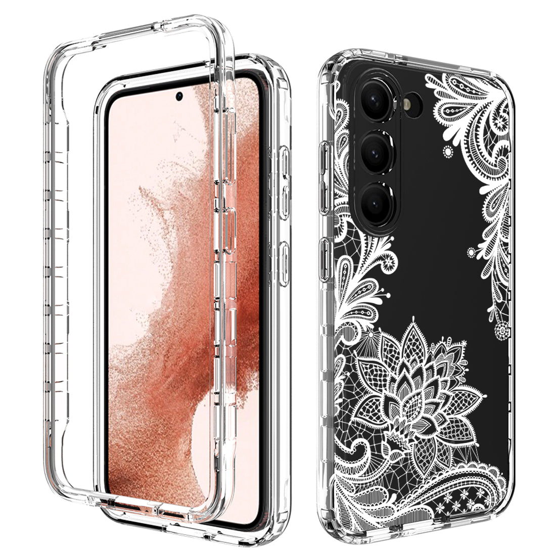 For Samsung Galaxy S23 Pattern Printing PC TPU Clear Phone Cover Anti-drop Back Cover