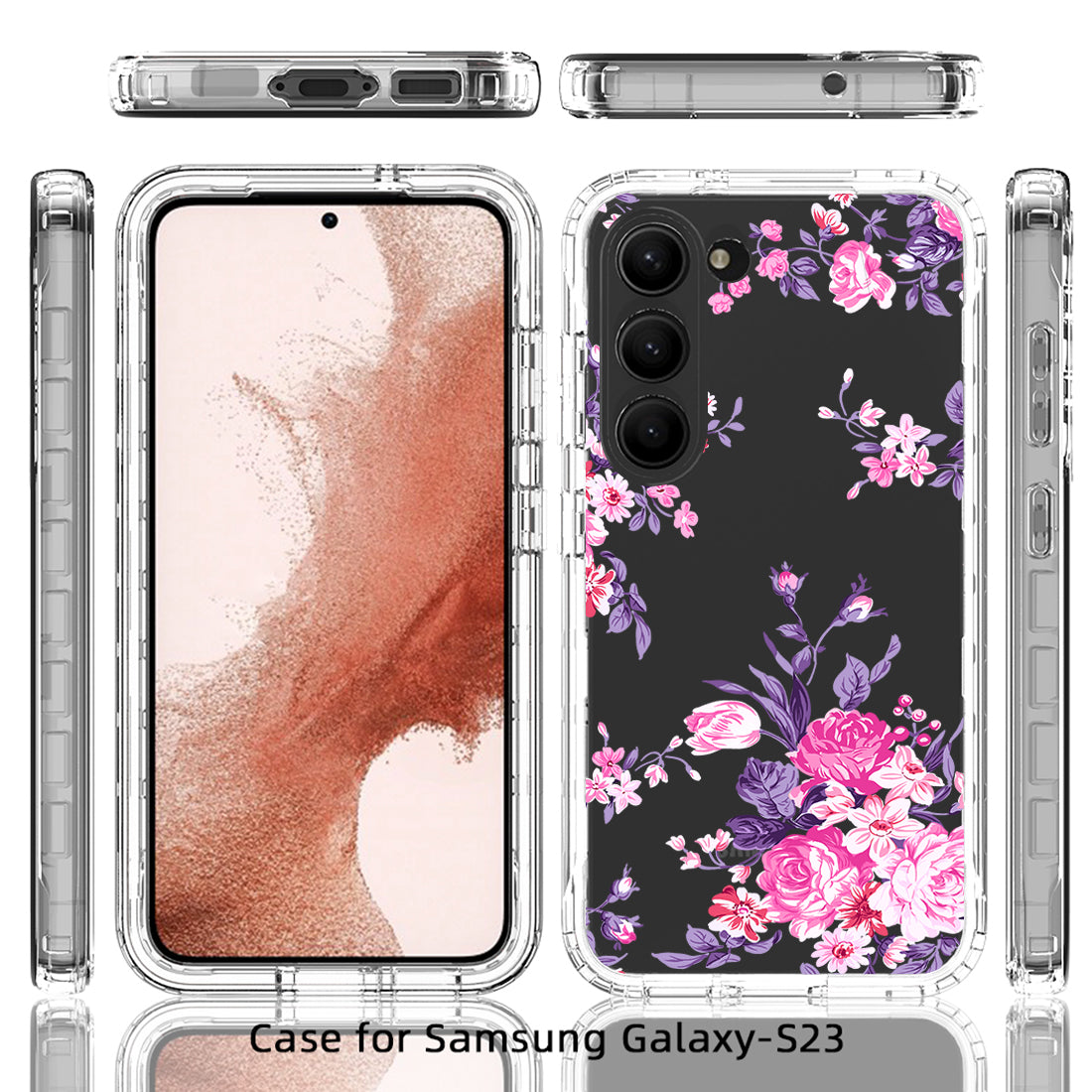 Pro Samsung Galaxy S23 pro PC s tiskem vzorů TPU průhledný kryt na telefon Zadní kryt proti pádu