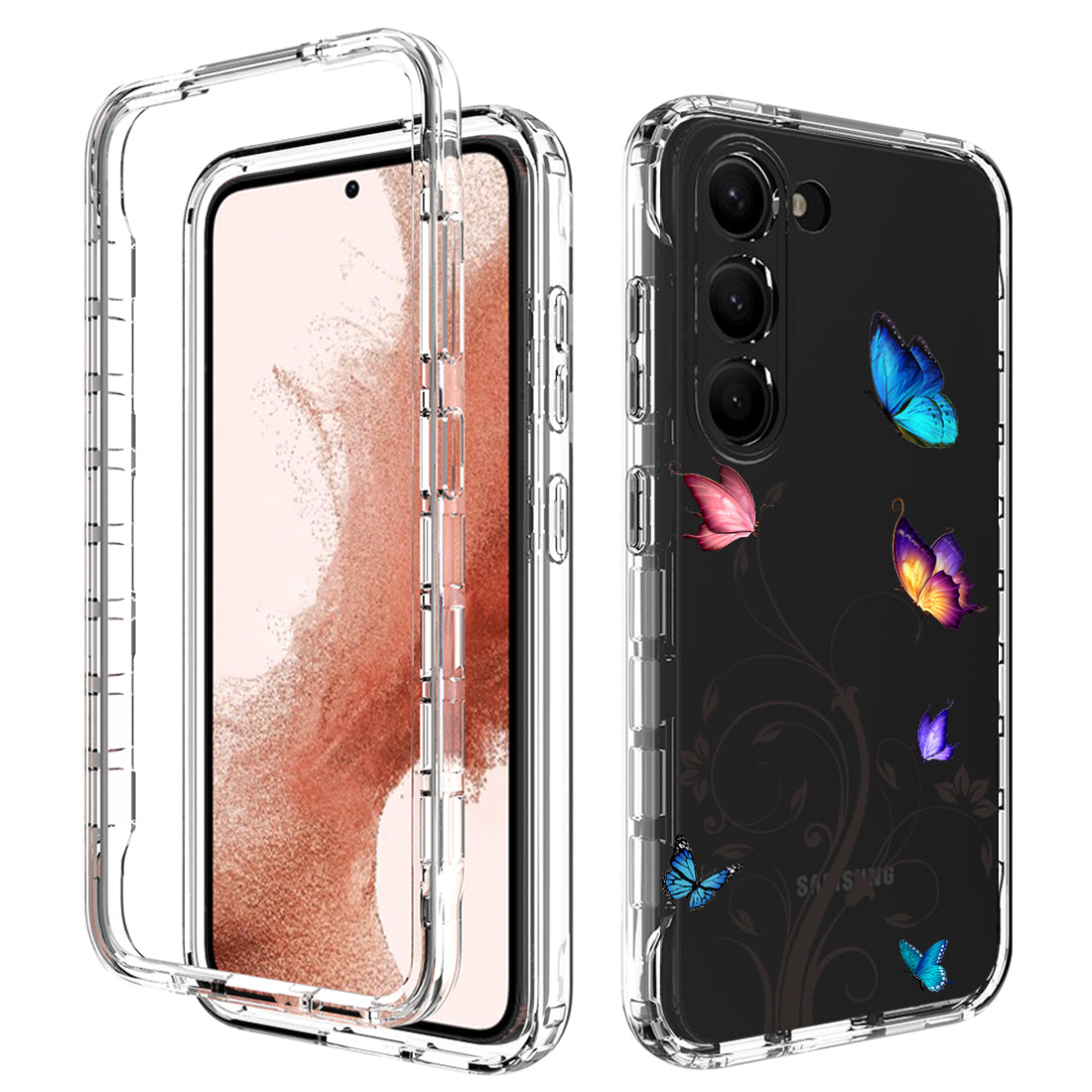 Pro Samsung Galaxy S23 pro PC s tiskem vzorů TPU průhledný kryt na telefon Zadní kryt proti pádu