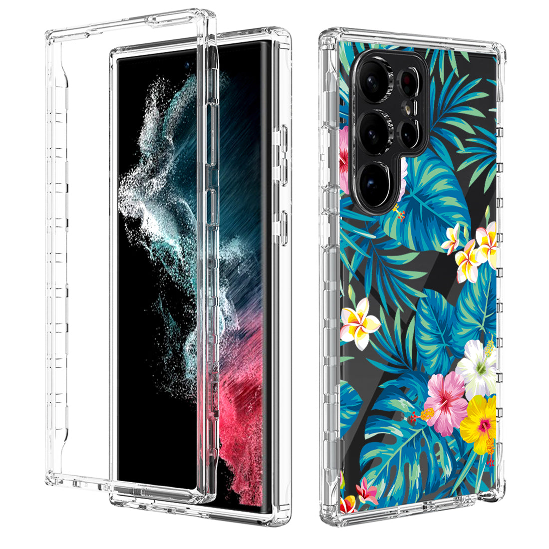 For Samsung Galaxy S23 Ultra Pattern Printing PC TPU Hybrid Case Transparent Shockproof Phone Cover