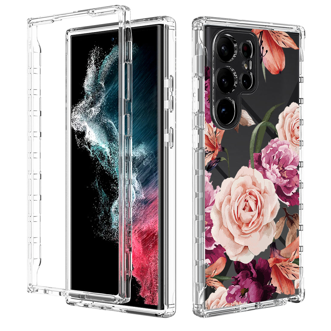For Samsung Galaxy S23 Ultra Pattern Printing PC TPU Hybrid Case Transparent Shockproof Phone Cover