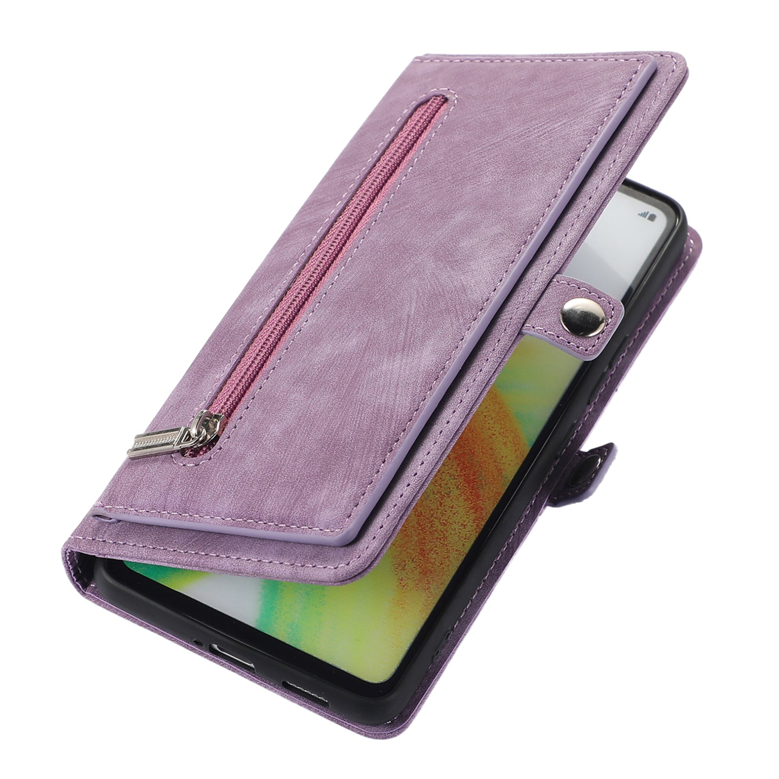 Shockproof Phone Case For Samsung Galaxy A32 4G (US Version) Zipper Pocket Wallet 9 Card Slots Stand PU Leather Phone Cover with Wrist Strap