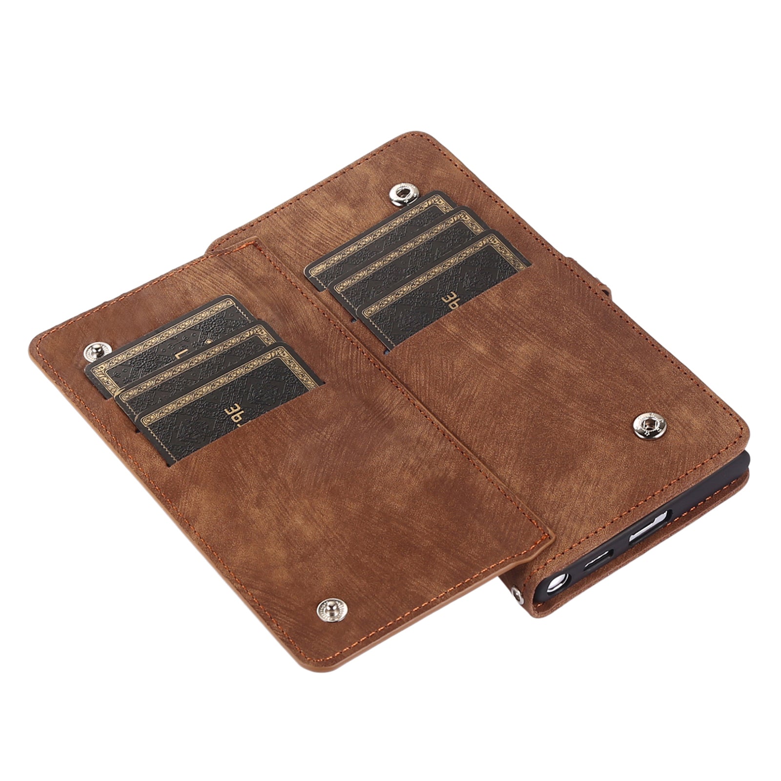 Shockproof Phone Case For Samsung Galaxy A32 4G (US Version) Zipper Pocket Wallet 9 Card Slots Stand PU Leather Phone Cover with Wrist Strap