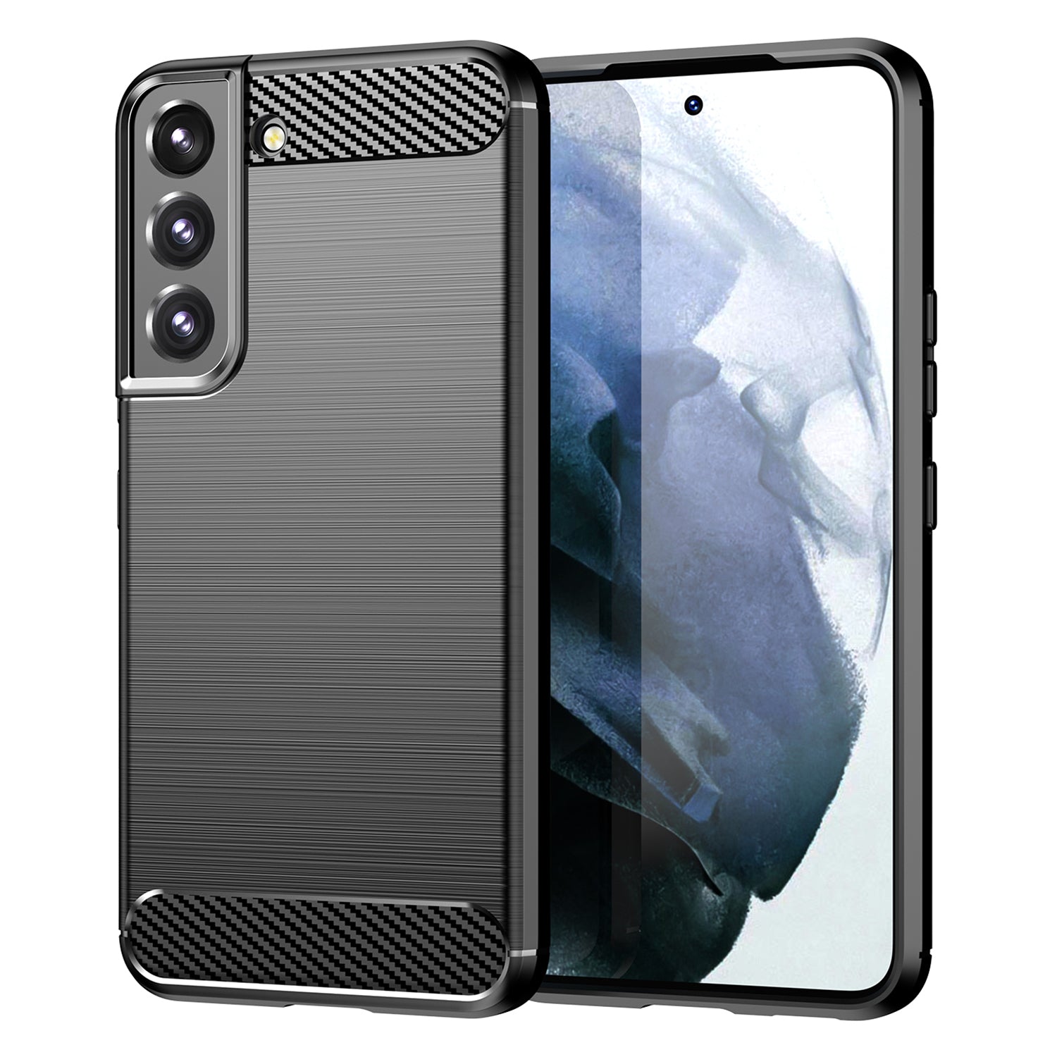 For Samsung Galaxy S23 Carbon Fiber Texture Soft TPU Case Drop-proof Brushed Phone Cover