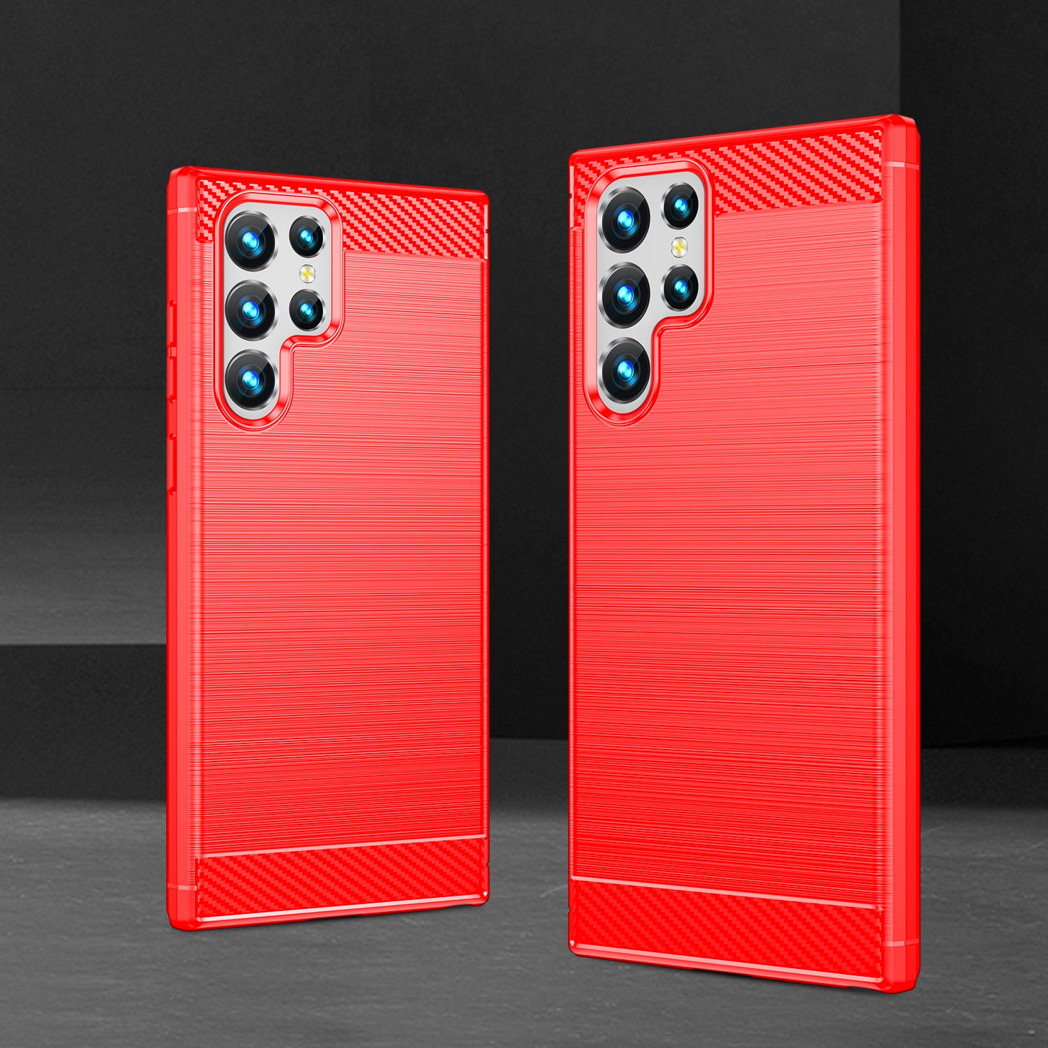 Pro Samsung Galaxy S23 Ultra Struktura karbonových vláken proti poškrábání Kryt telefonu Kartáčovaný flexibilní zadní kryt TPU