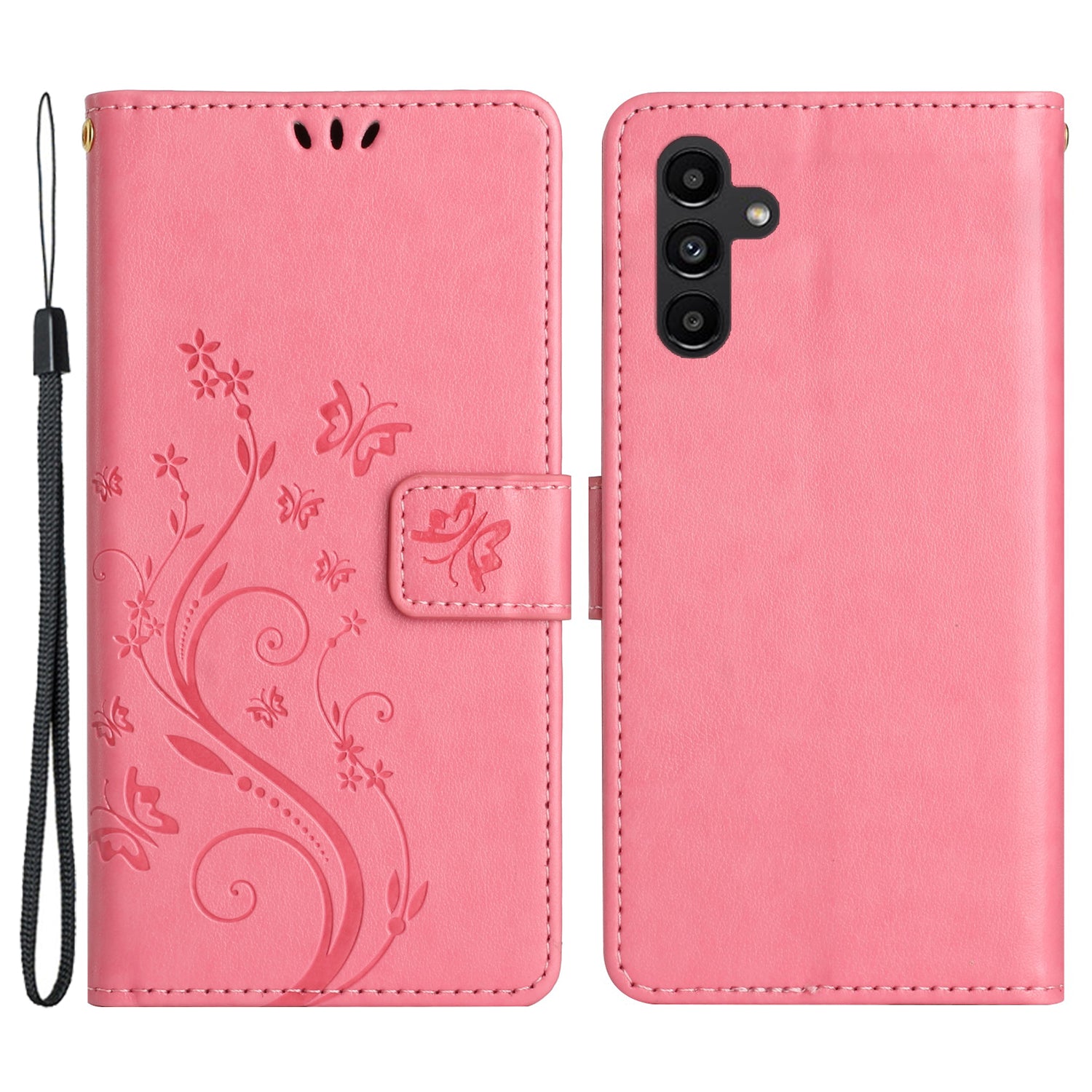 For Samsung Galaxy A54 5G Anti-drop Flower Butterfly Imprinted Flip Phone Cover Shockproof PU Leather Phone Case Wallet Stand