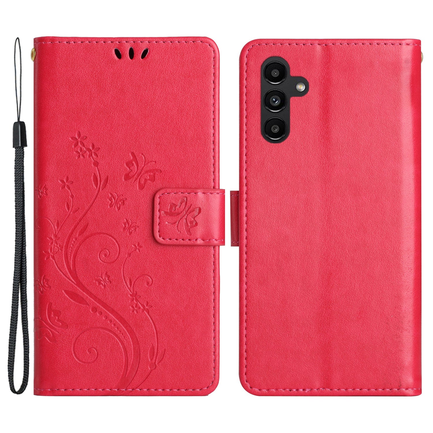 For Samsung Galaxy A54 5G Anti-drop Flower Butterfly Imprinted Flip Phone Cover Shockproof PU Leather Phone Case Wallet Stand