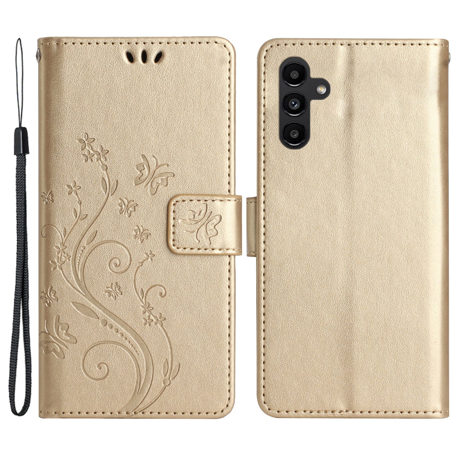 For Samsung Galaxy A54 5G Anti-drop Flower Butterfly Imprinted Flip Phone Cover Shockproof PU Leather Phone Case Wallet Stand