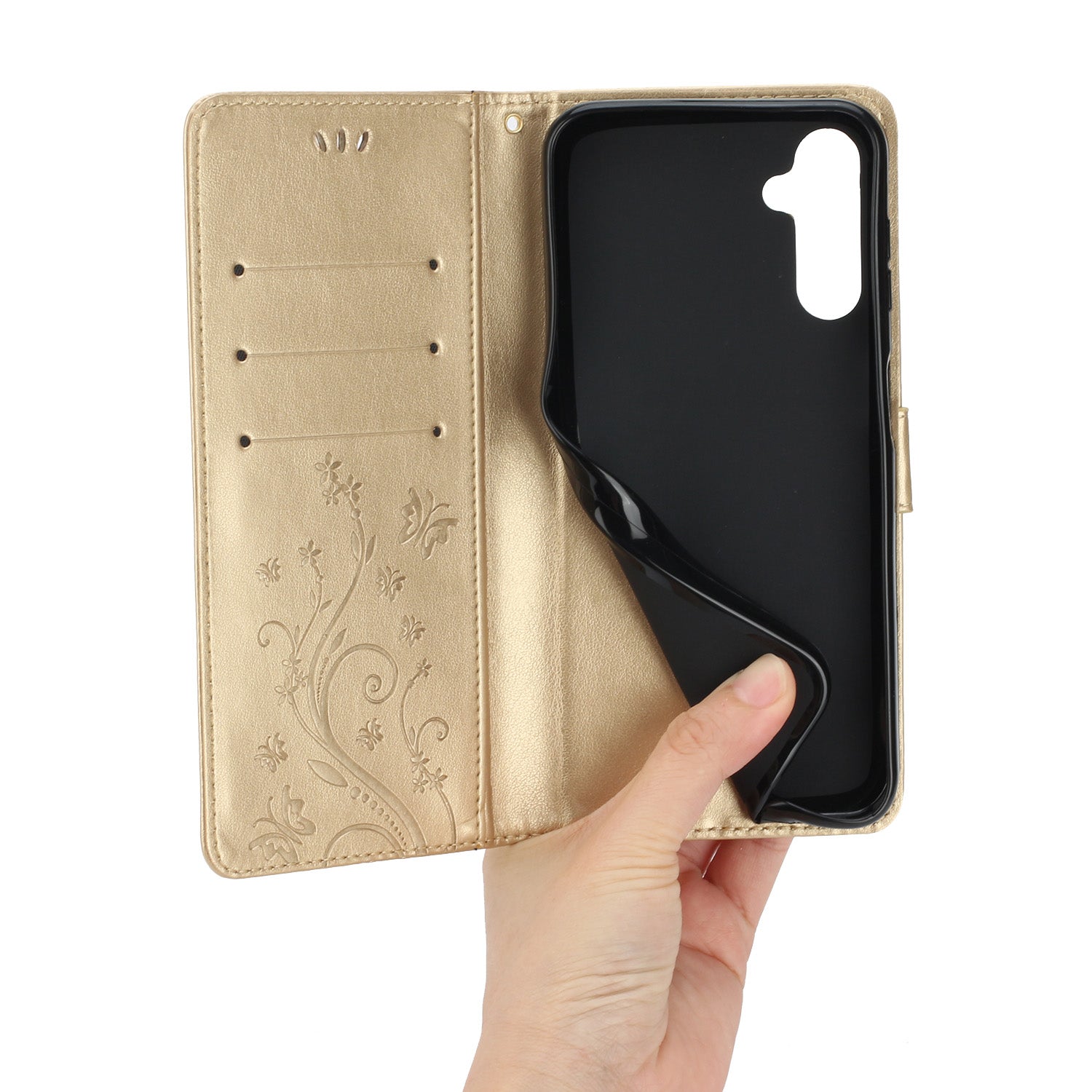For Samsung Galaxy A54 5G Anti-drop Flower Butterfly Imprinted Flip Phone Cover Shockproof PU Leather Phone Case Wallet Stand