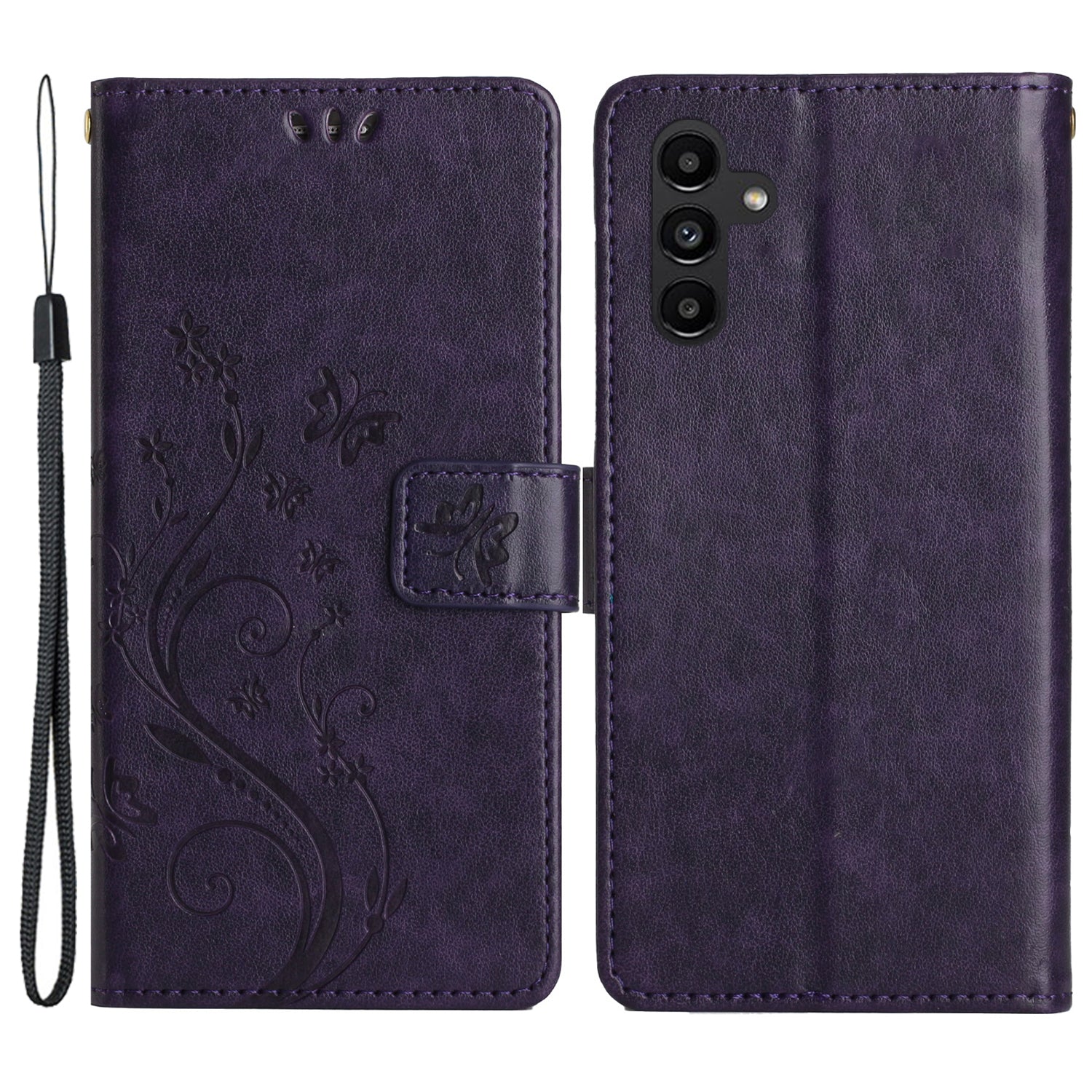 For Samsung Galaxy A54 5G Anti-drop Flower Butterfly Imprinted Flip Phone Cover Shockproof PU Leather Phone Case Wallet Stand