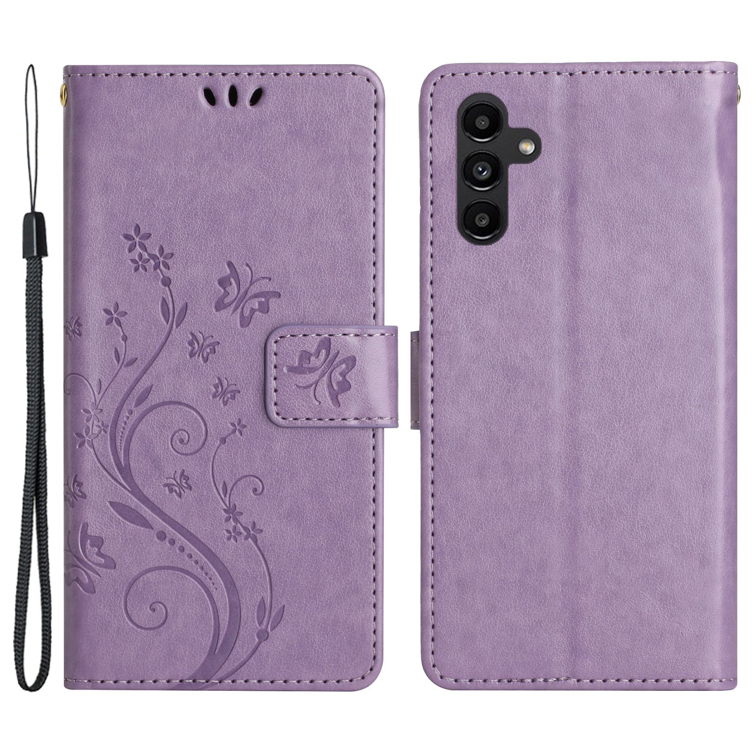 For Samsung Galaxy A54 5G Anti-drop Flower Butterfly Imprinted Flip Phone Cover Shockproof PU Leather Phone Case Wallet Stand