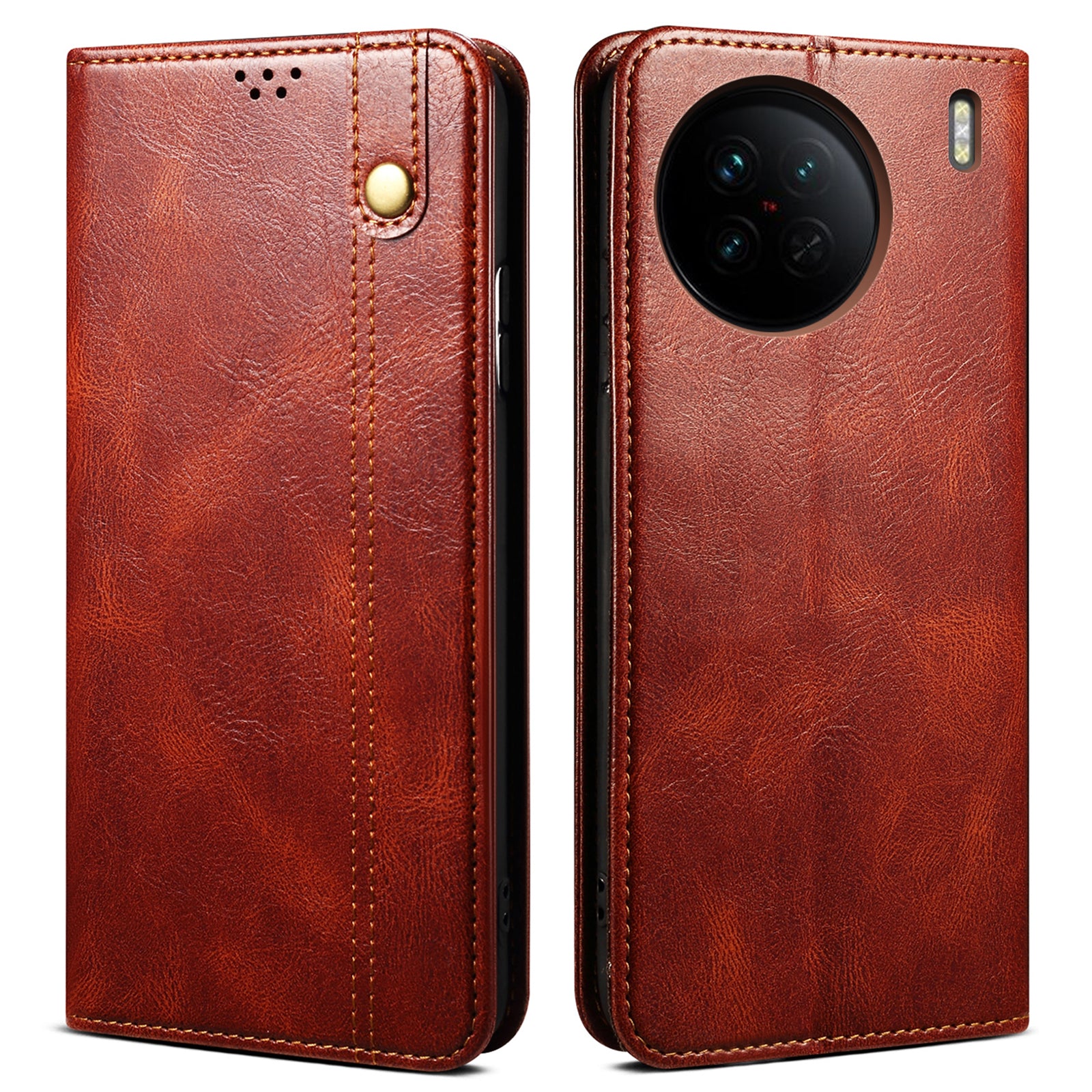 For vivo X90 5G Anti-scratch Phone Wallet Case Stand Waxy Crazy Horse Texture PU Leather Folio Flip Phone Cover
