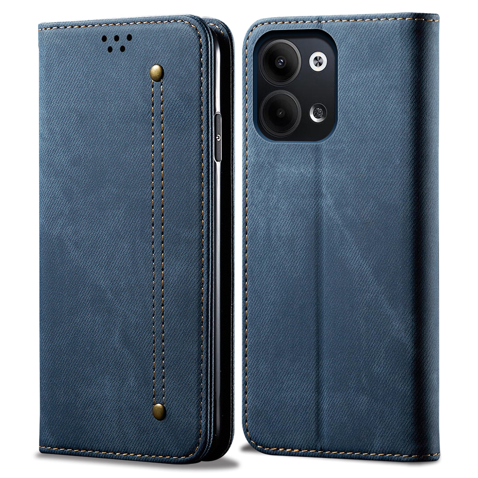 Anti-drop Phone Case For Oppo Reno9 Pro 5G Reno9 5G Full Protection Jeans Cloth Texture PU Leather Anti-scratch Flip Phone Cover Wallet Stand