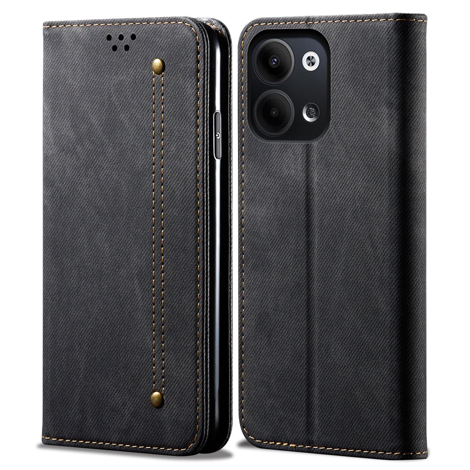 Anti-drop Phone Case For Oppo Reno9 Pro 5G Reno9 5G Full Protection Jeans Cloth Texture PU Leather Anti-scratch Flip Phone Cover Wallet Stand
