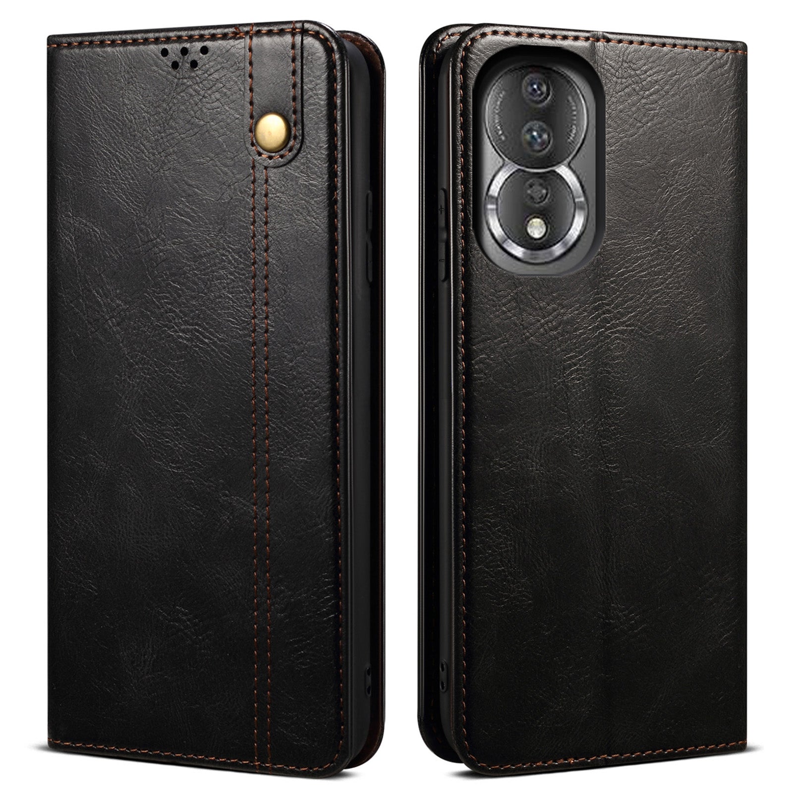For Honor 80 5G Anti-shock Waxy Crazy Horse Texture Phone Case Foldable Stand Protective Folio Flip Leather Phone Wallet Cover