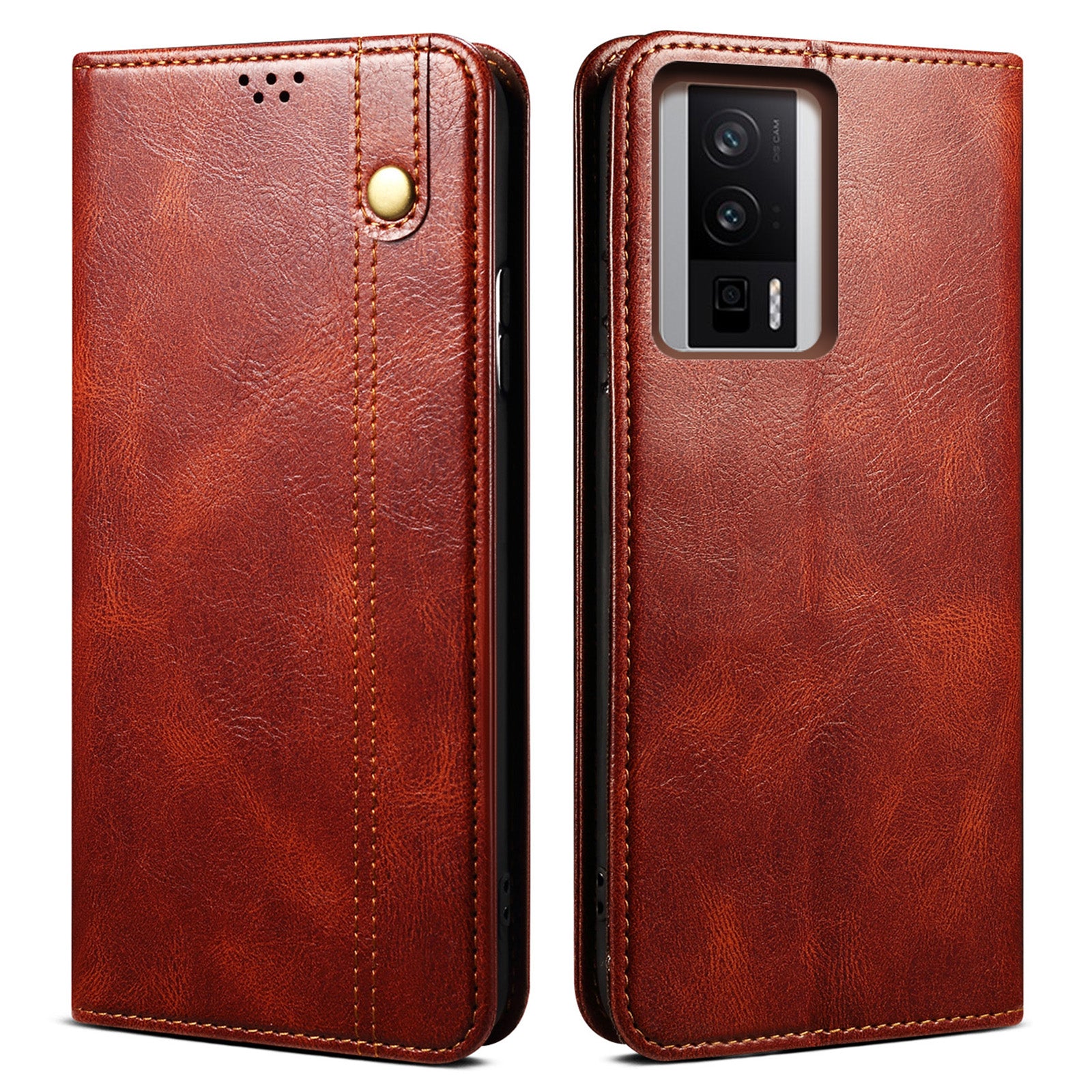 Magnetisk autoabsorberet telefoncover til Xiaomi Poco F5 Pro 5G Redmi K60 Pro 5G K60 5G Waxy Crazy Horse Texture Stand Wallet Beskyttende PU-læder Folio Flip Telefoncover