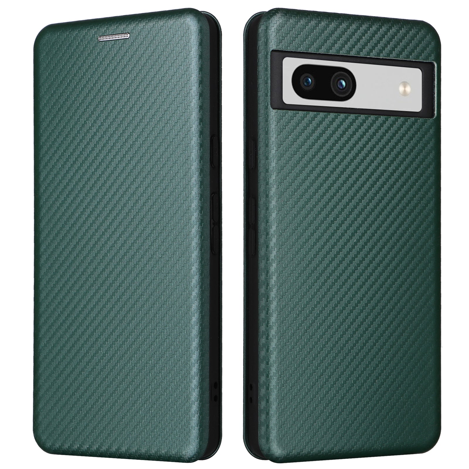 For Google Pixel 7a Carbon Fiber Texture Phone Case Card Slot PU Leather Magnetic Auto-absorbed Stand Cover