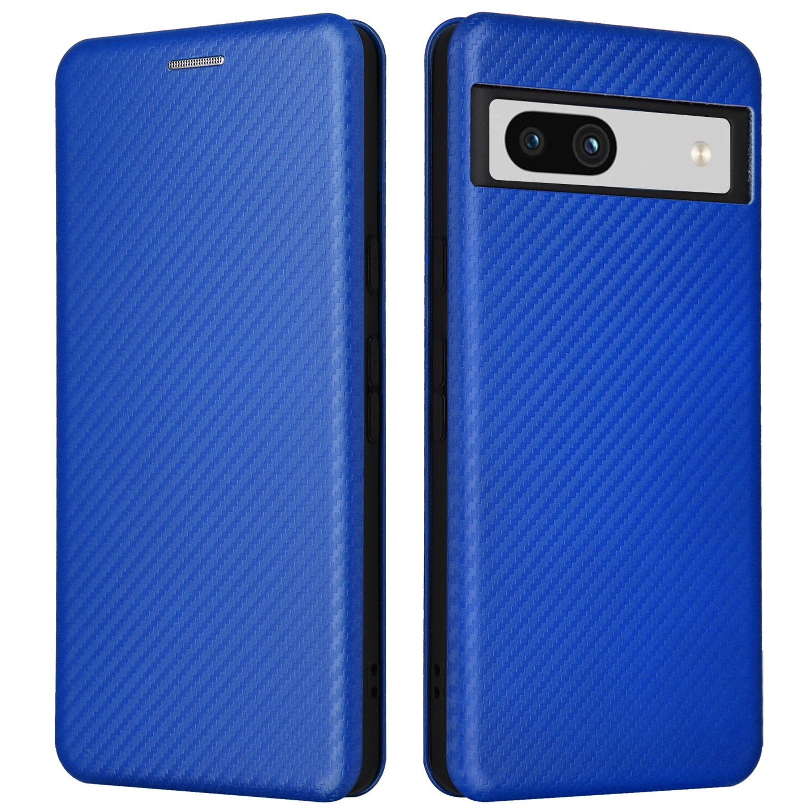 For Google Pixel 7a Carbon Fiber Texture Phone Case Card Slot PU Leather Magnetic Auto-absorbed Stand Cover