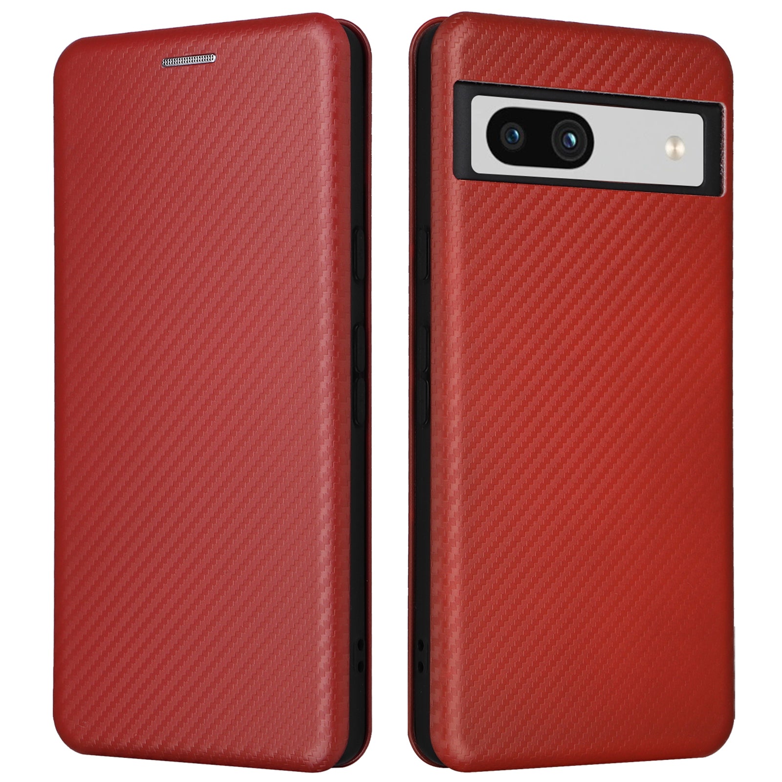 For Google Pixel 7a Carbon Fiber Texture Phone Case Card Slot PU Leather Magnetic Auto-absorbed Stand Cover