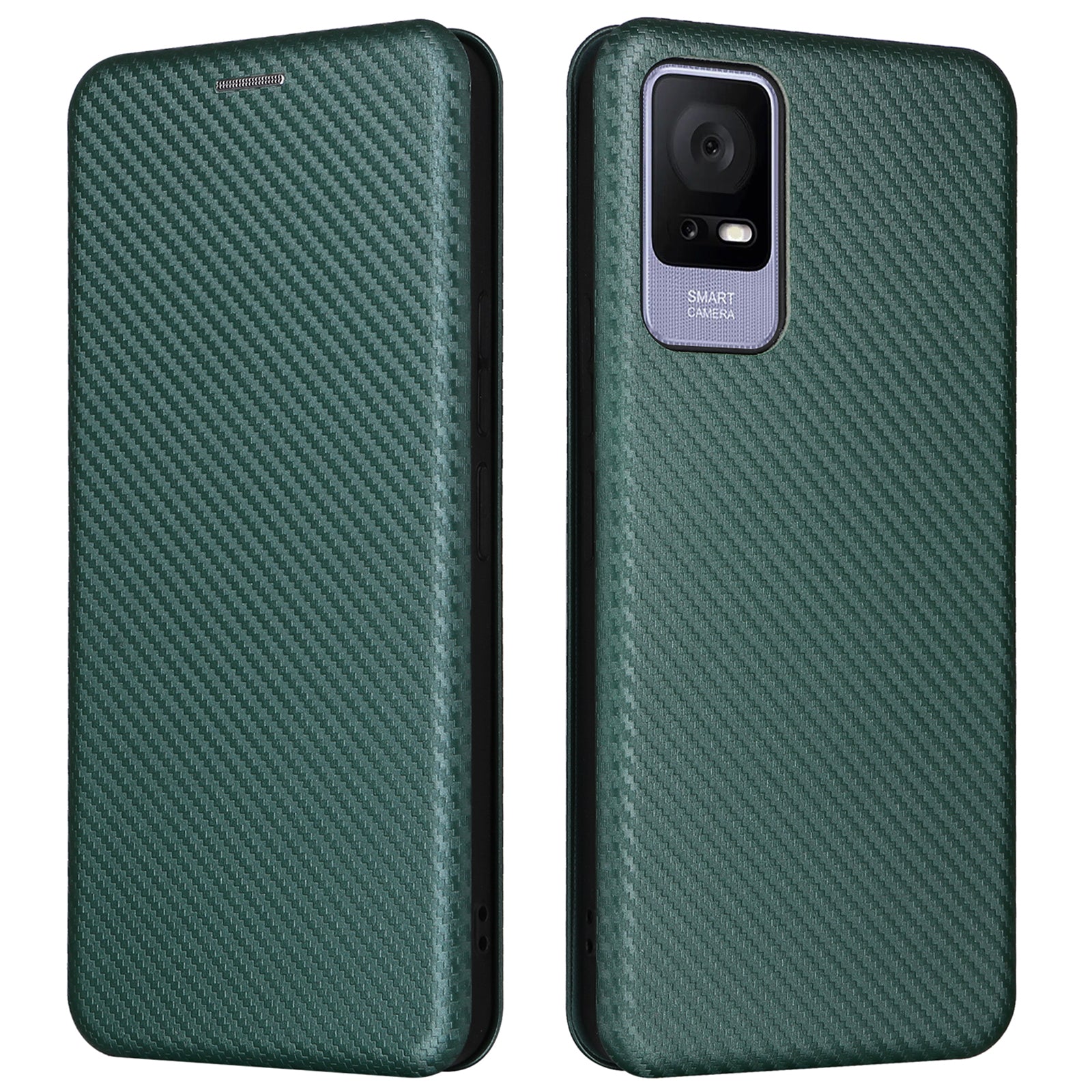 Slot pro kartu Telefon Pouzdro pro TCL 405 Carbon Fiber Texture Magnetic Auto-absorbed PU kůže Plně ochranný kryt stojanu