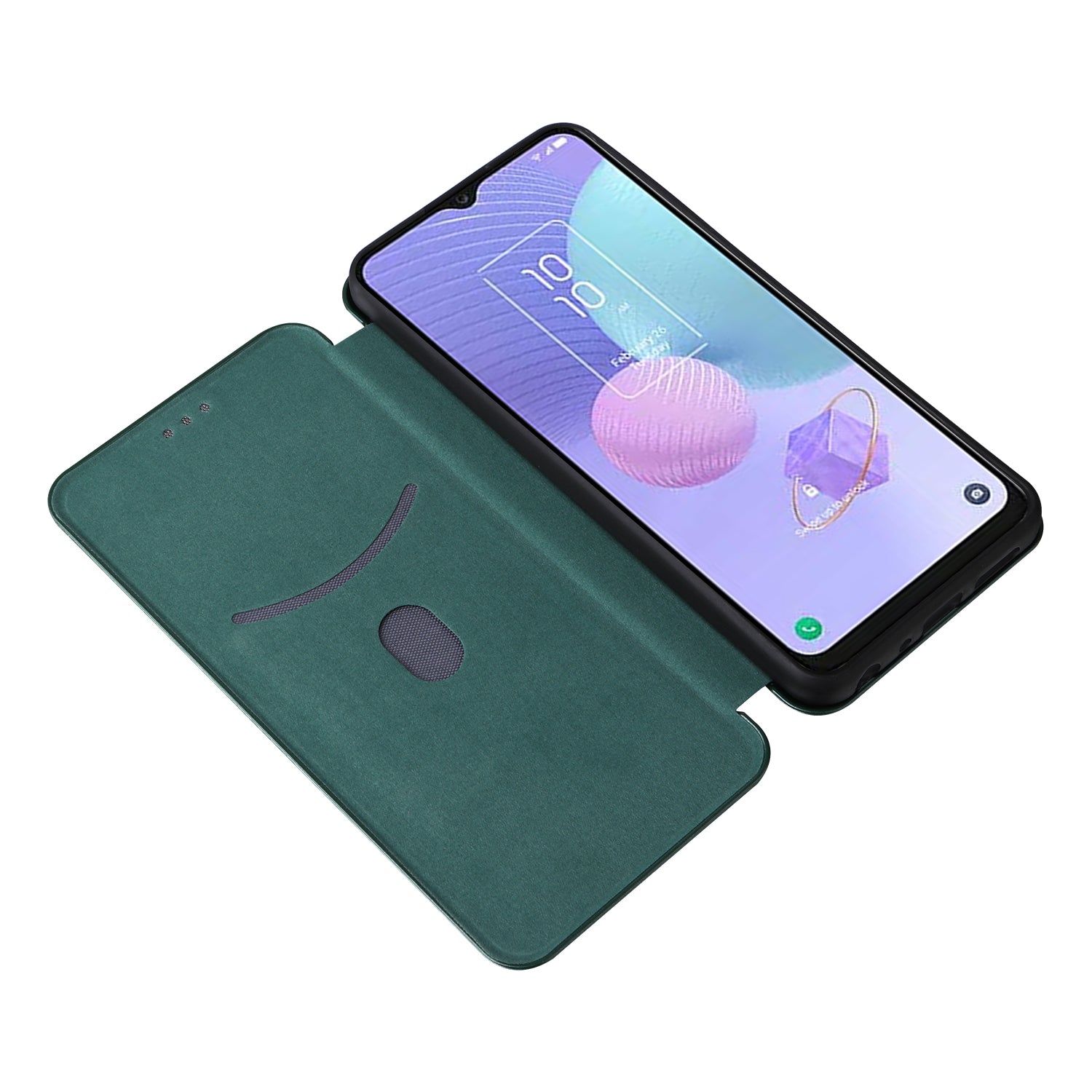 Slot pro kartu Telefon Pouzdro pro TCL 405 Carbon Fiber Texture Magnetic Auto-absorbed PU kůže Plně ochranný kryt stojanu