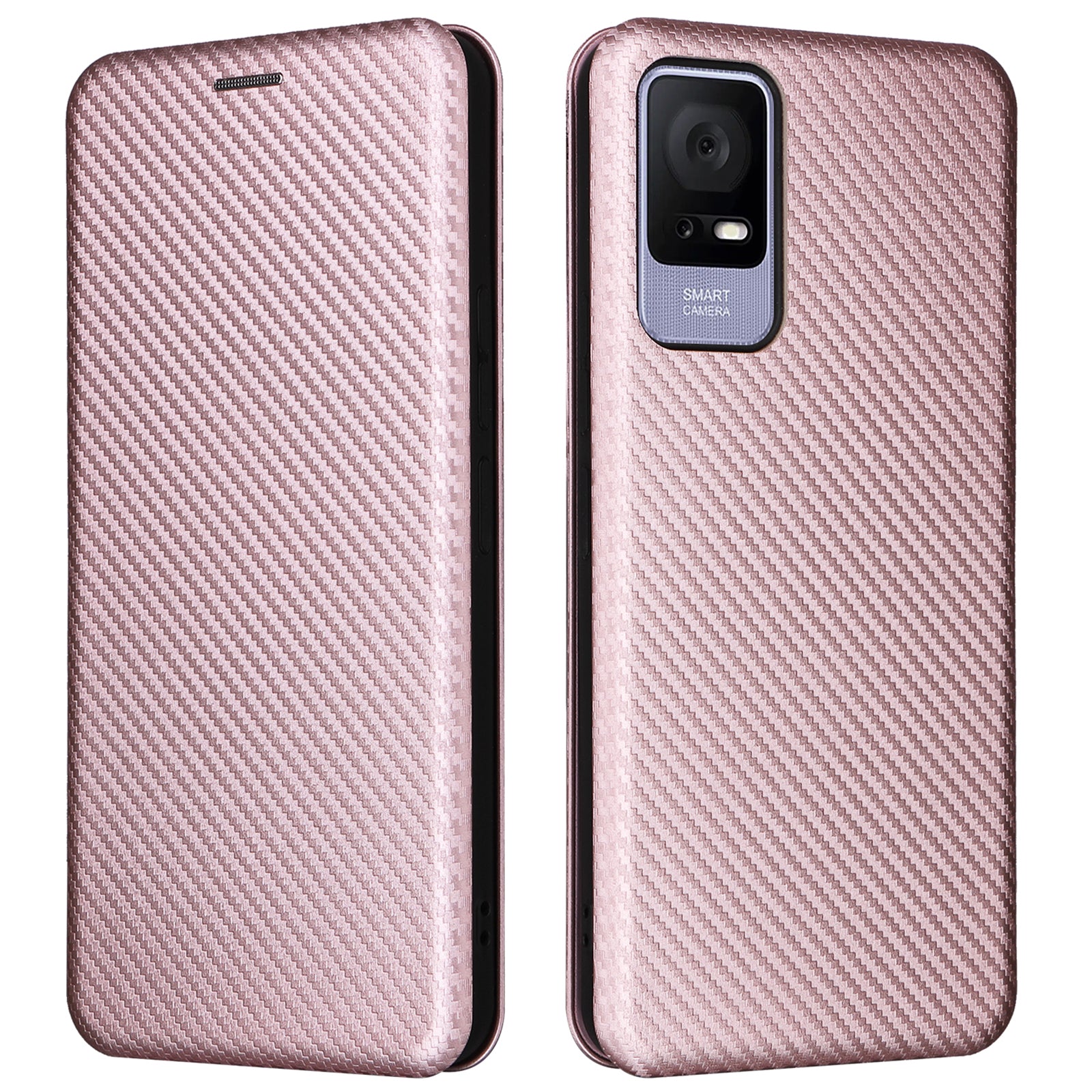 Slot pro kartu Telefon Pouzdro pro TCL 405 Carbon Fiber Texture Magnetic Auto-absorbed PU kůže Plně ochranný kryt stojanu