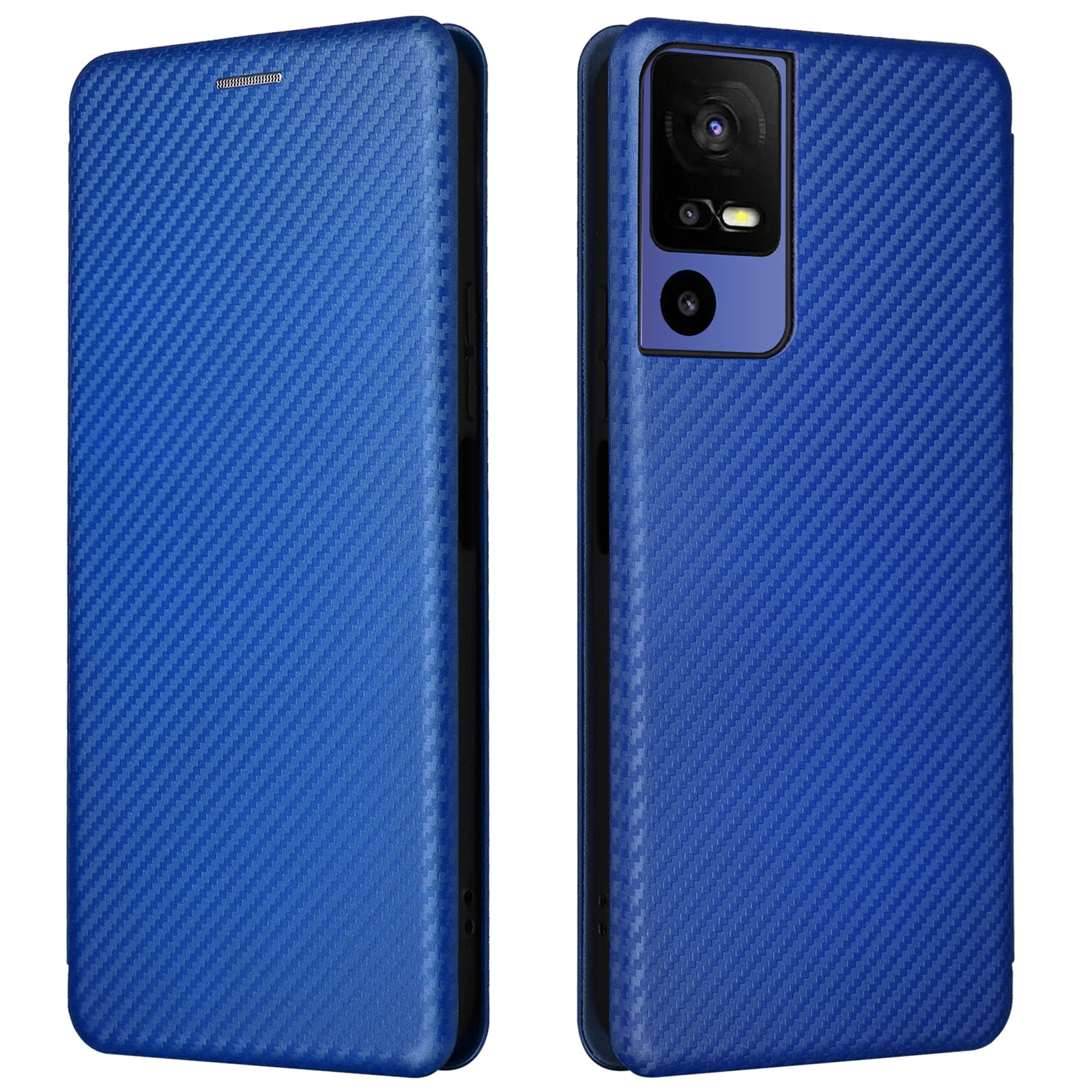 For TCL 40 SE Card Holder Carbon Fiber Texture PU Leather Case Magnetic Auto-absorbed Stand Cell Phone Cover