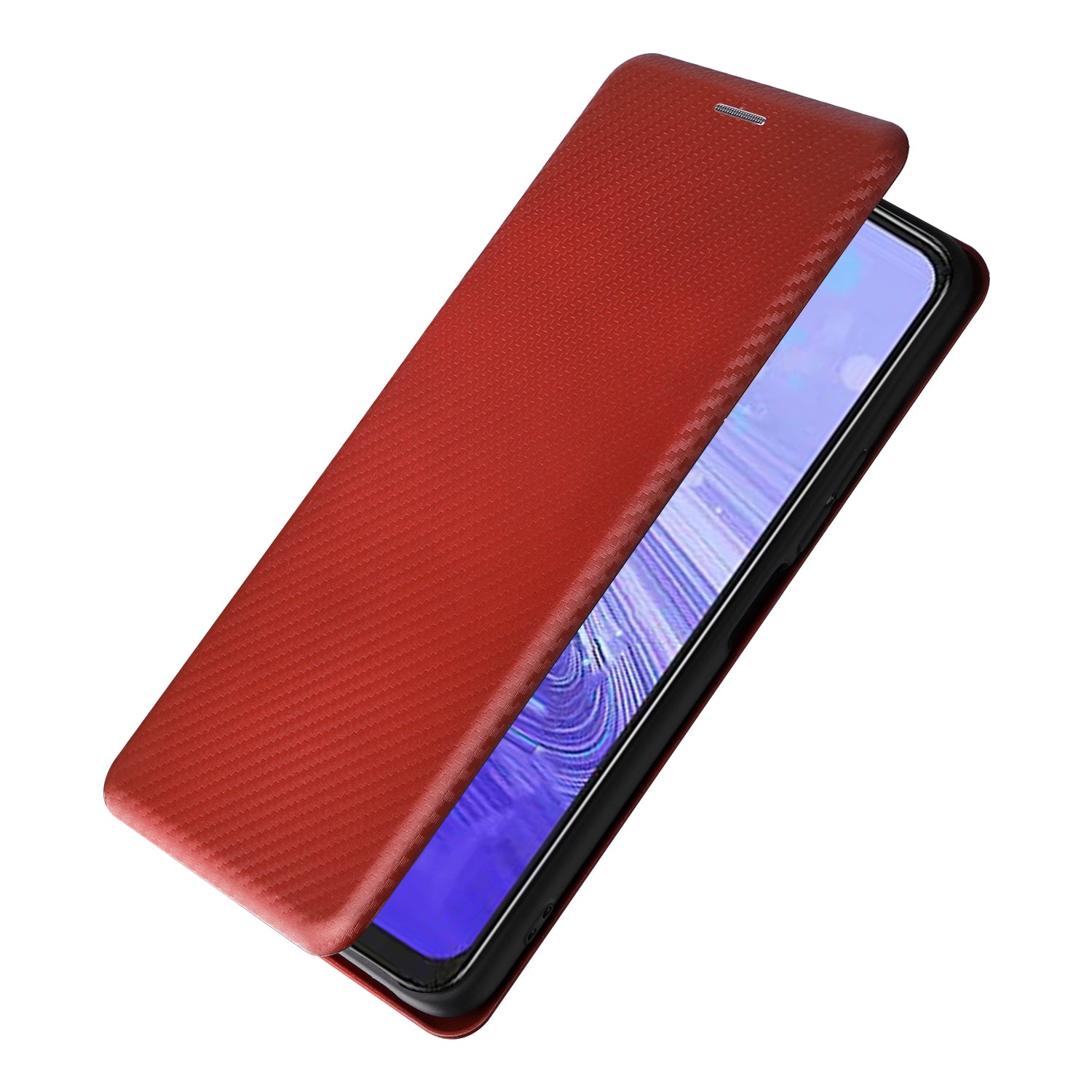 For TCL 40 SE Card Holder Carbon Fiber Texture PU Leather Case Magnetic Auto-absorbed Stand Cell Phone Cover