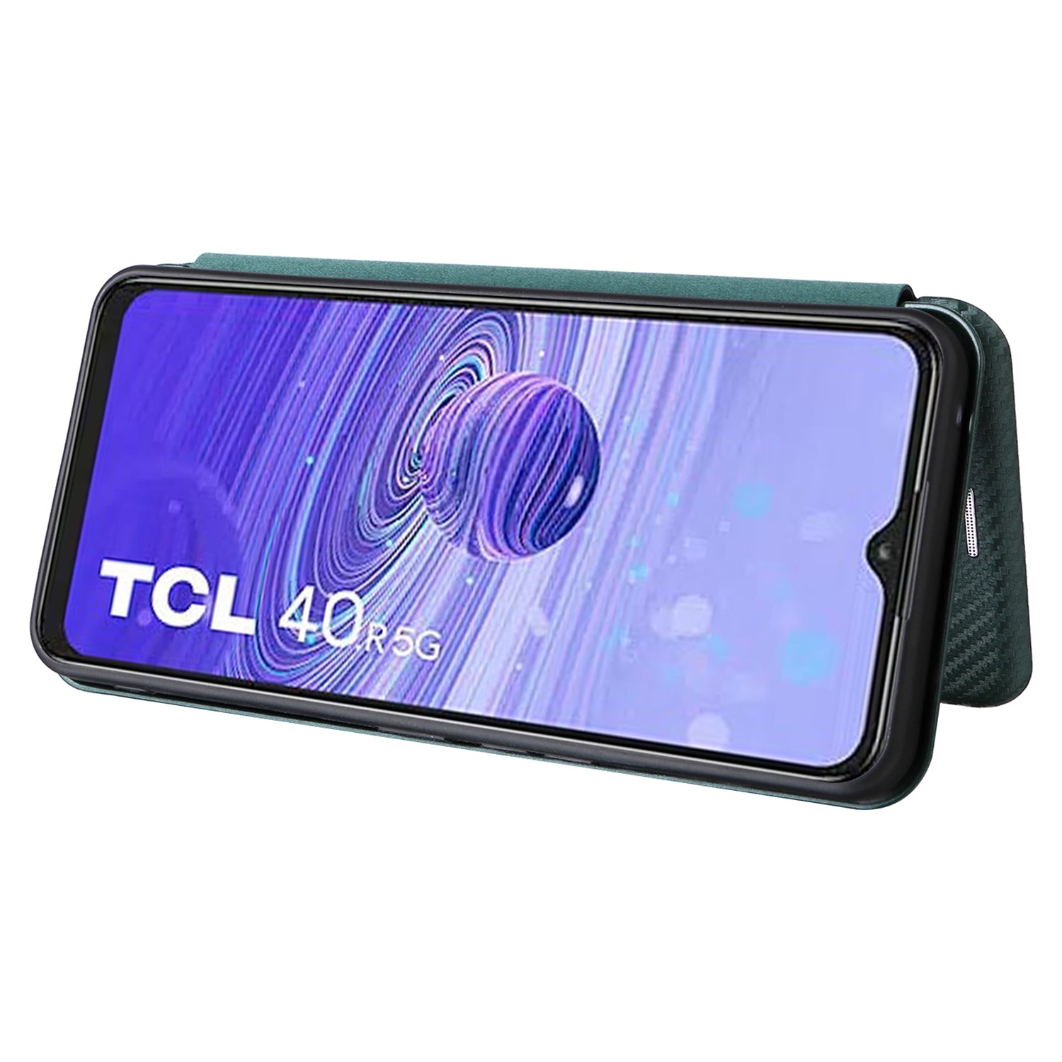 For TCL 40R 5G Magnetic Auto-absorbed Carbon Fiber Texture Phone Case Folio Flip PU Leather Stand Card Holder Cover