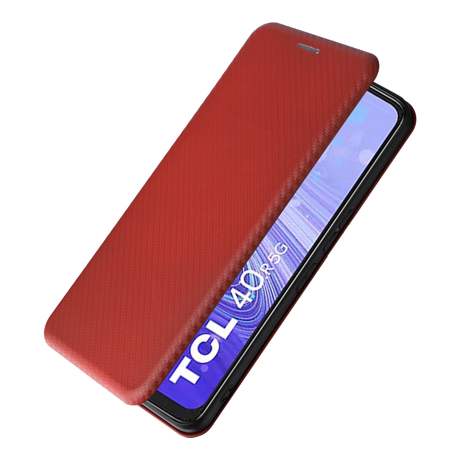 For TCL 40R 5G Magnetic Auto-absorbed Carbon Fiber Texture Phone Case Folio Flip PU Leather Stand Card Holder Cover