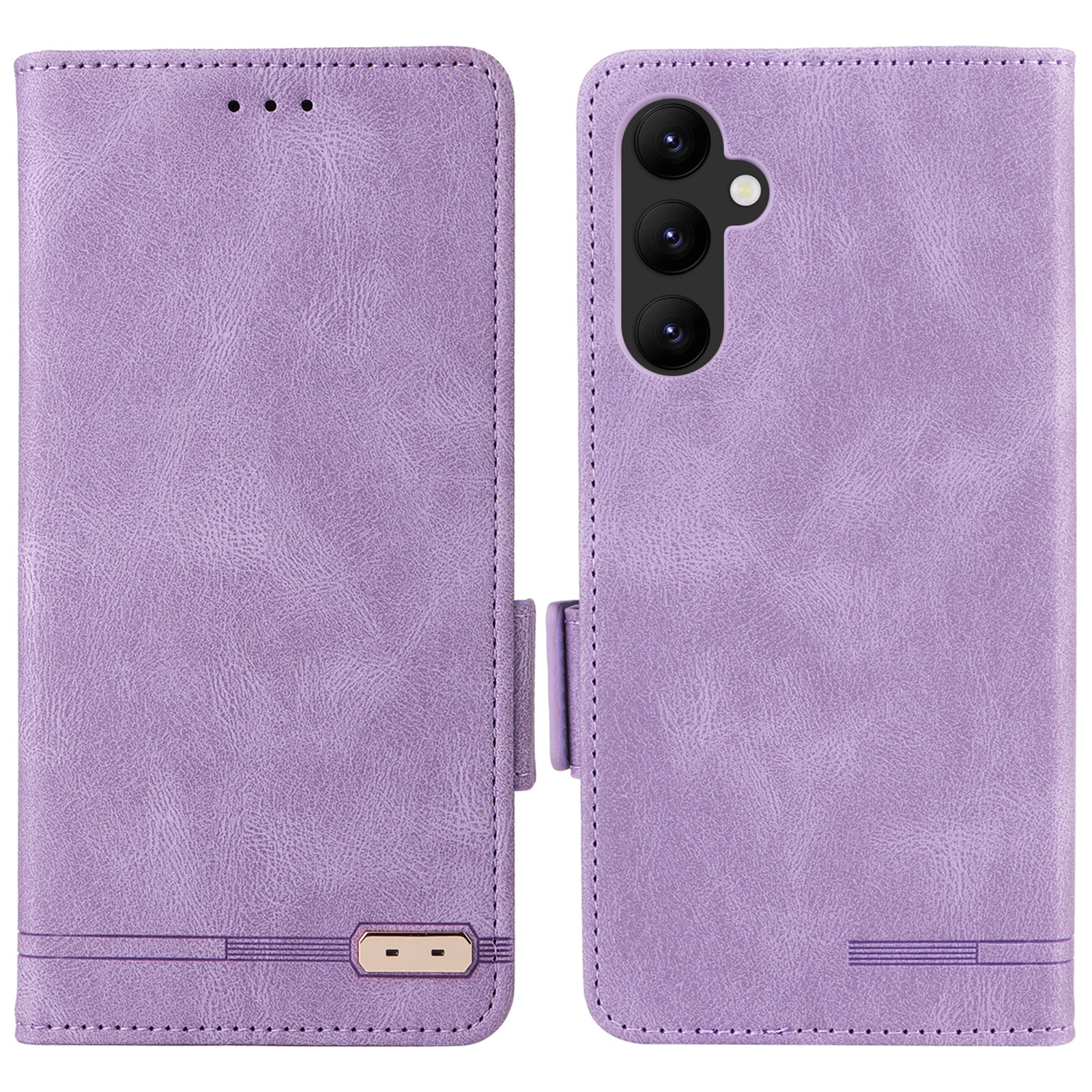 Scratch Proof Phone Cover for Samsung Galaxy A34 5G Hardware Decor Dual Magnetic Clasp Wallet Foldable Stand PU Leather Phone Case
