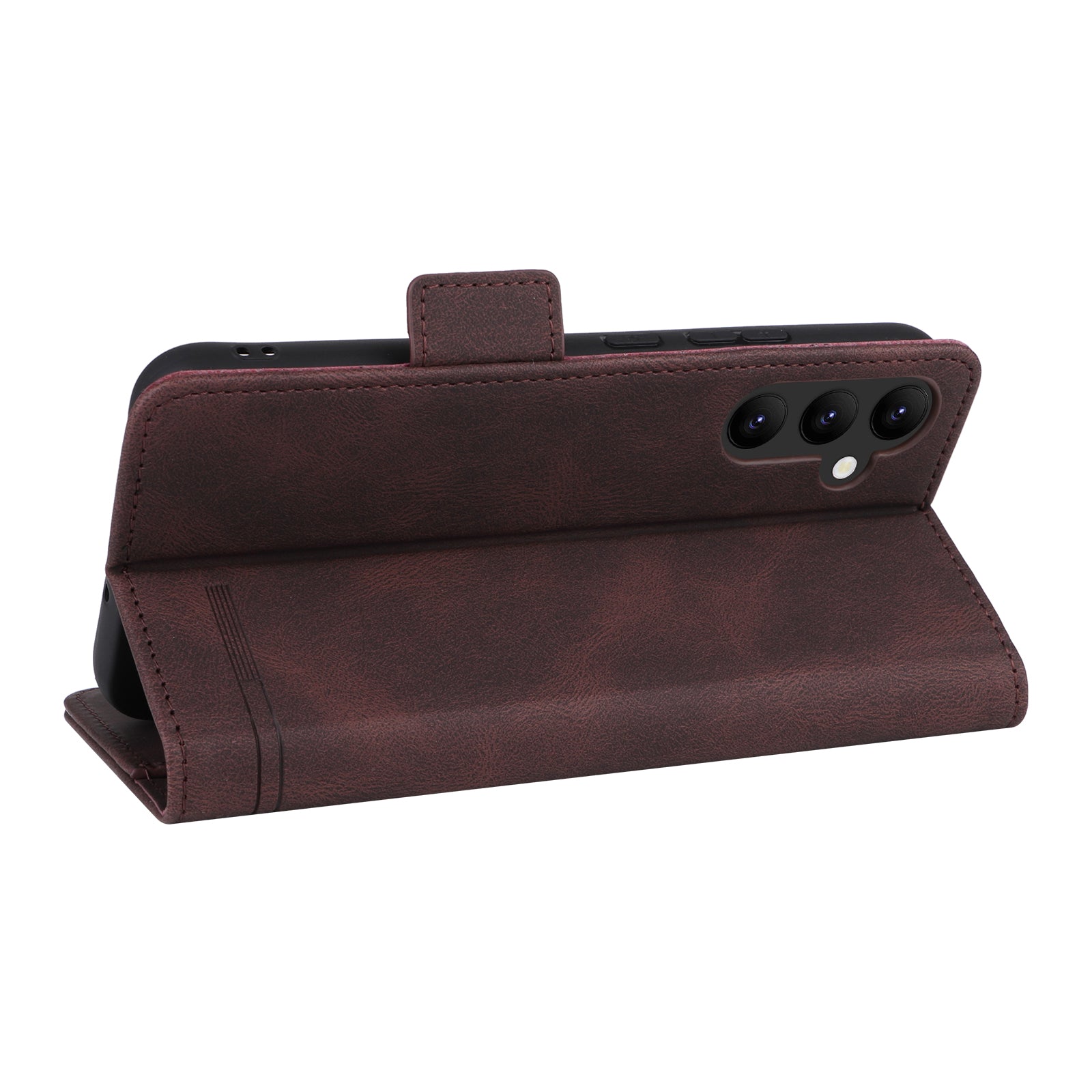 Scratch Proof Phone Cover for Samsung Galaxy A34 5G Hardware Decor Dual Magnetic Clasp Wallet Foldable Stand PU Leather Phone Case