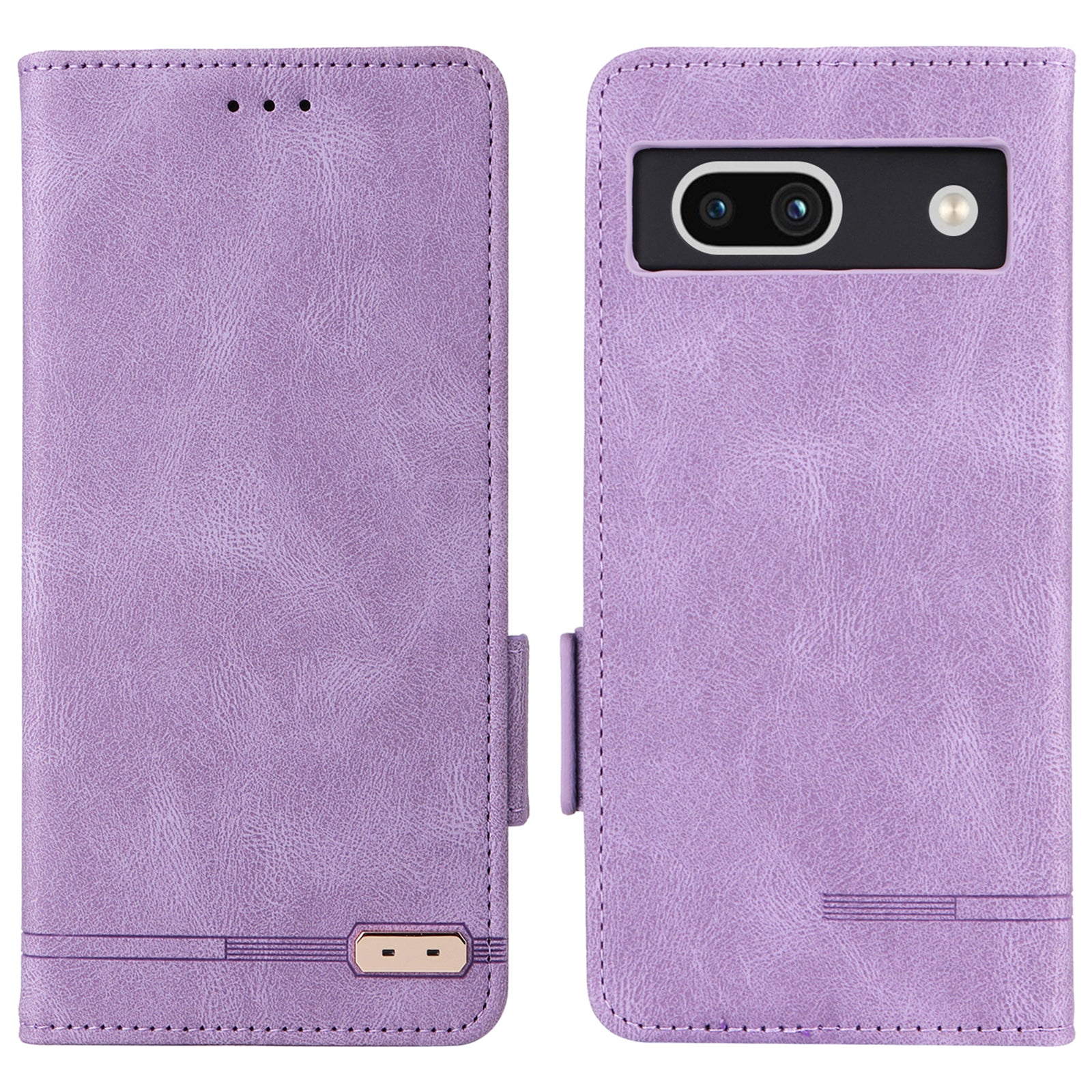 Scratch Proof Phone Cover for Google Pixel 7a Hardware Decor Dual Magnetic Clasp Wallet Horizontal Stand PU Leather Phone Case