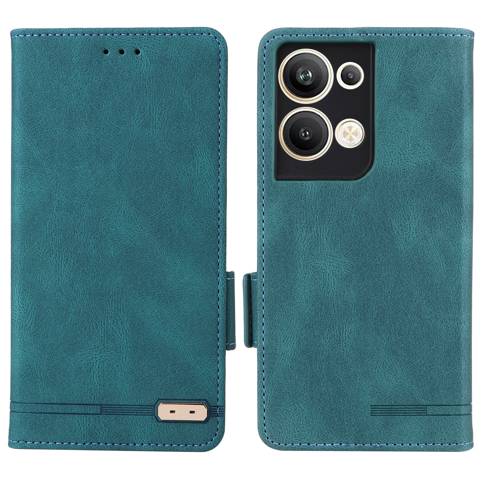Bump Proof Phone Cover for Oppo Reno9 Pro 5G Hardware Decor Dual Magnetic Clasp Wallet Stand PU Leather Phone Case