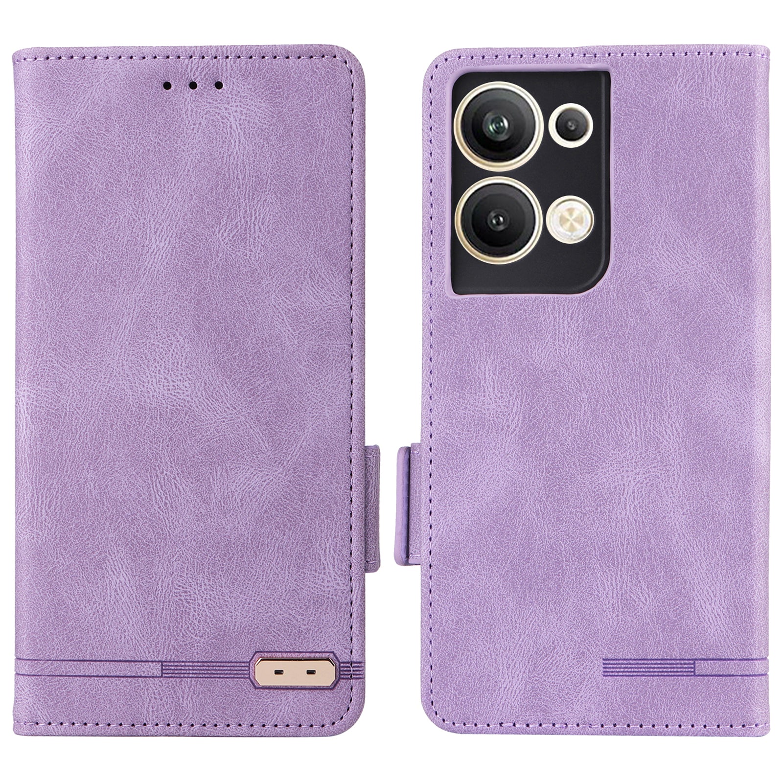 Bump Proof Phone Cover for Oppo Reno9 Pro 5G Hardware Decor Dual Magnetic Clasp Wallet Stand PU Leather Phone Case