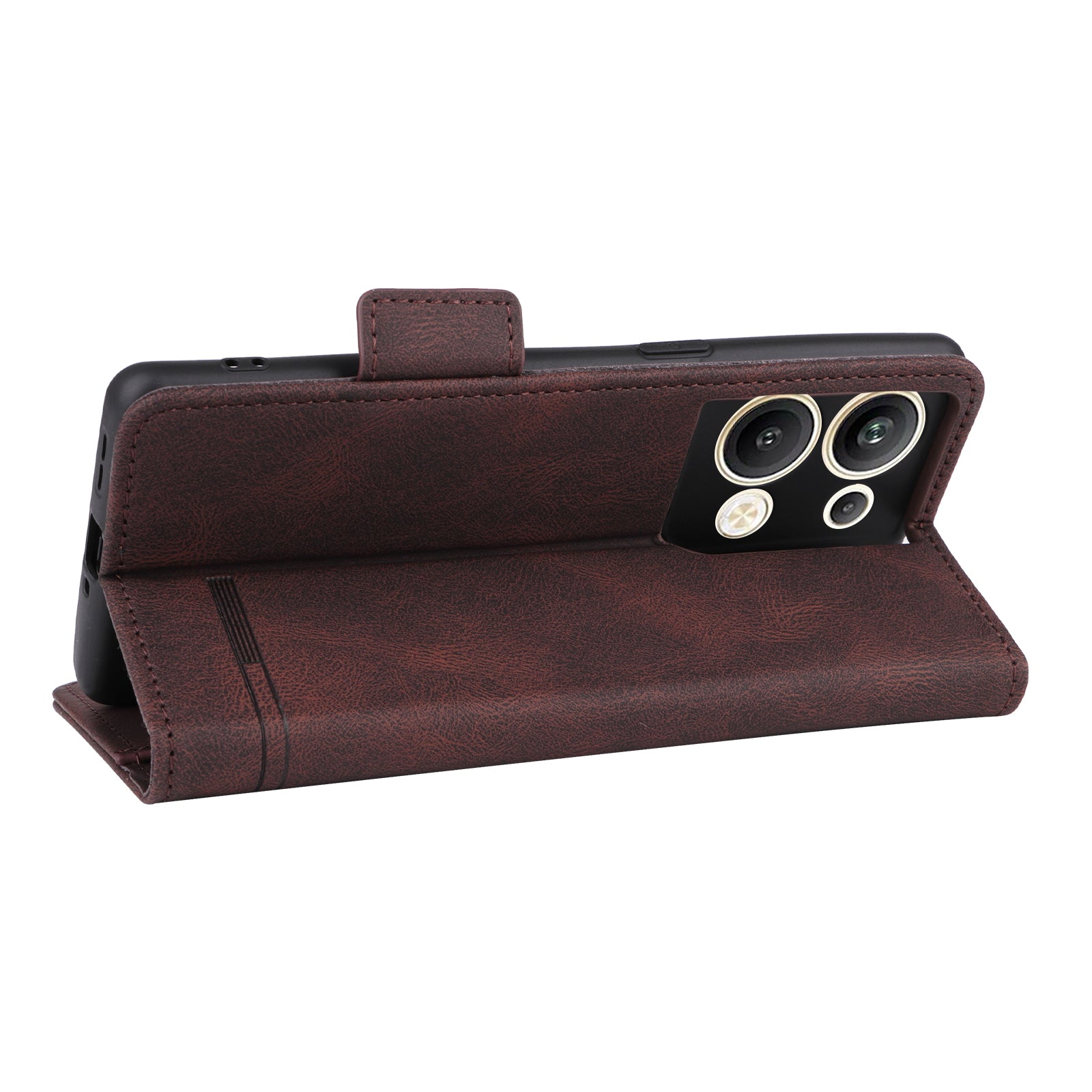 Bump Proof Phone Cover for Oppo Reno9 Pro 5G Hardware Decor Dual Magnetic Clasp Wallet Stand PU Leather Phone Case