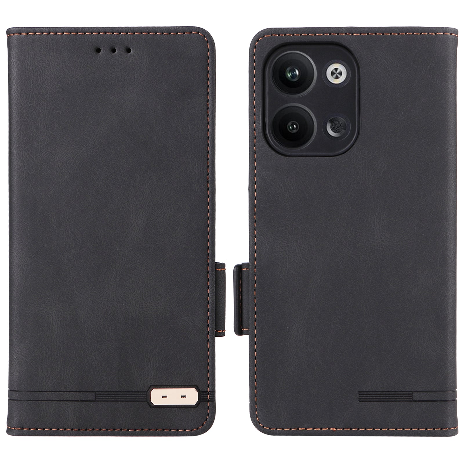 Scratch Proof Phone Cover for Oppo Reno9 5G Reno9 Pro 5G Hardware Decor Dual Magnetic Clasp Wallet Hands-free Stand PU Leather Phone Case