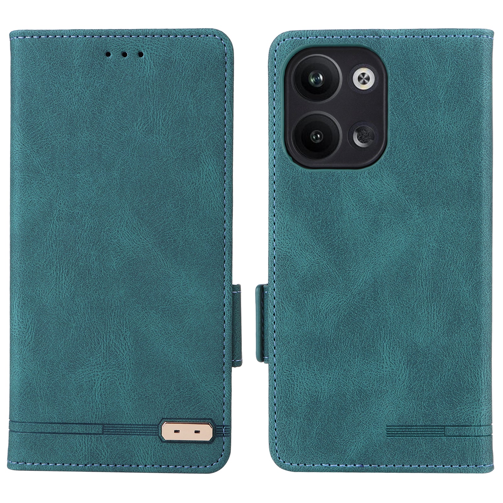 Scratch Proof Phone Cover for Oppo Reno9 5G Reno9 Pro 5G Hardware Decor Dual Magnetic Clasp Wallet Hands-free Stand PU Leather Phone Case