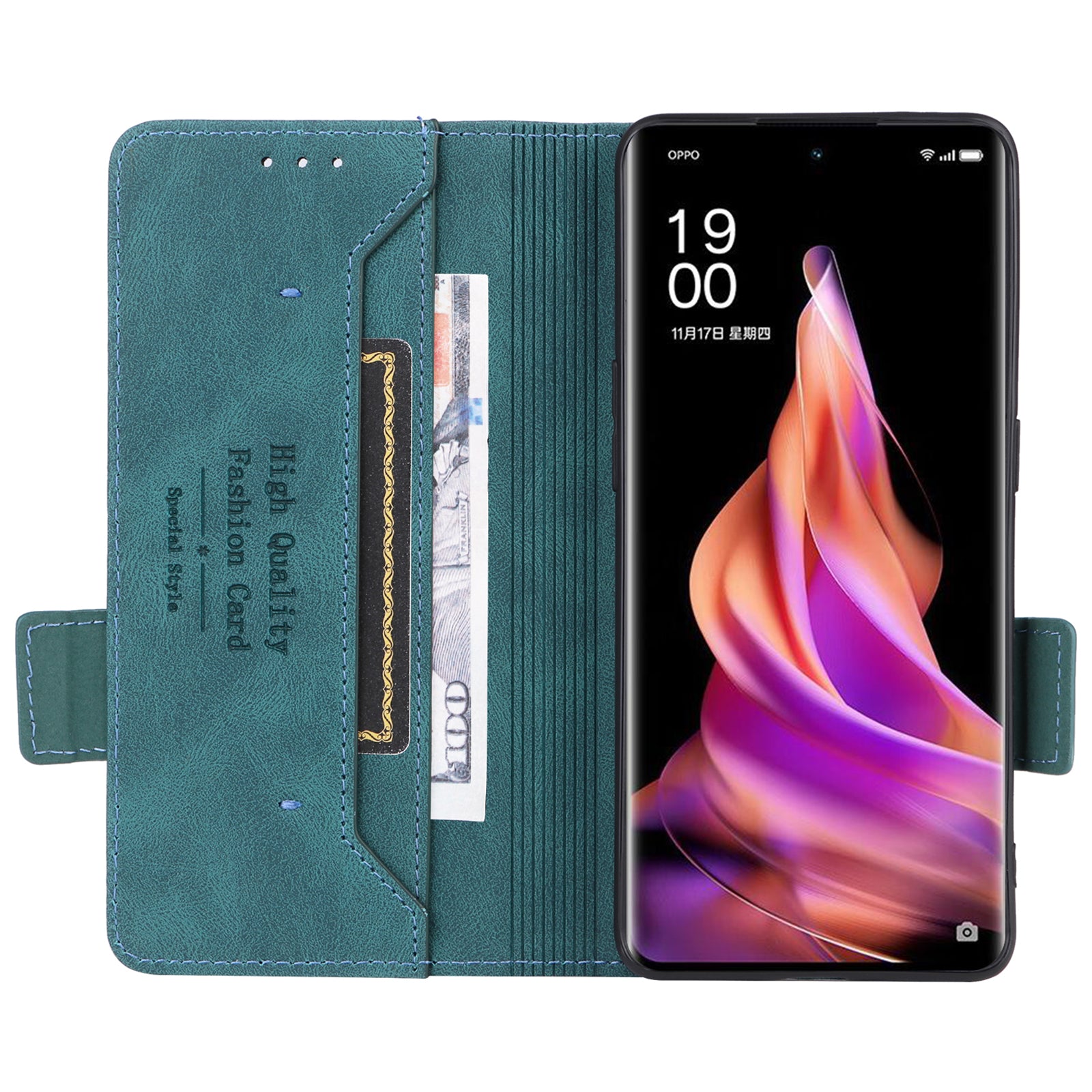 Scratch Proof Phone Cover for Oppo Reno9 5G Reno9 Pro 5G Hardware Decor Dual Magnetic Clasp Wallet Hands-free Stand PU Leather Phone Case