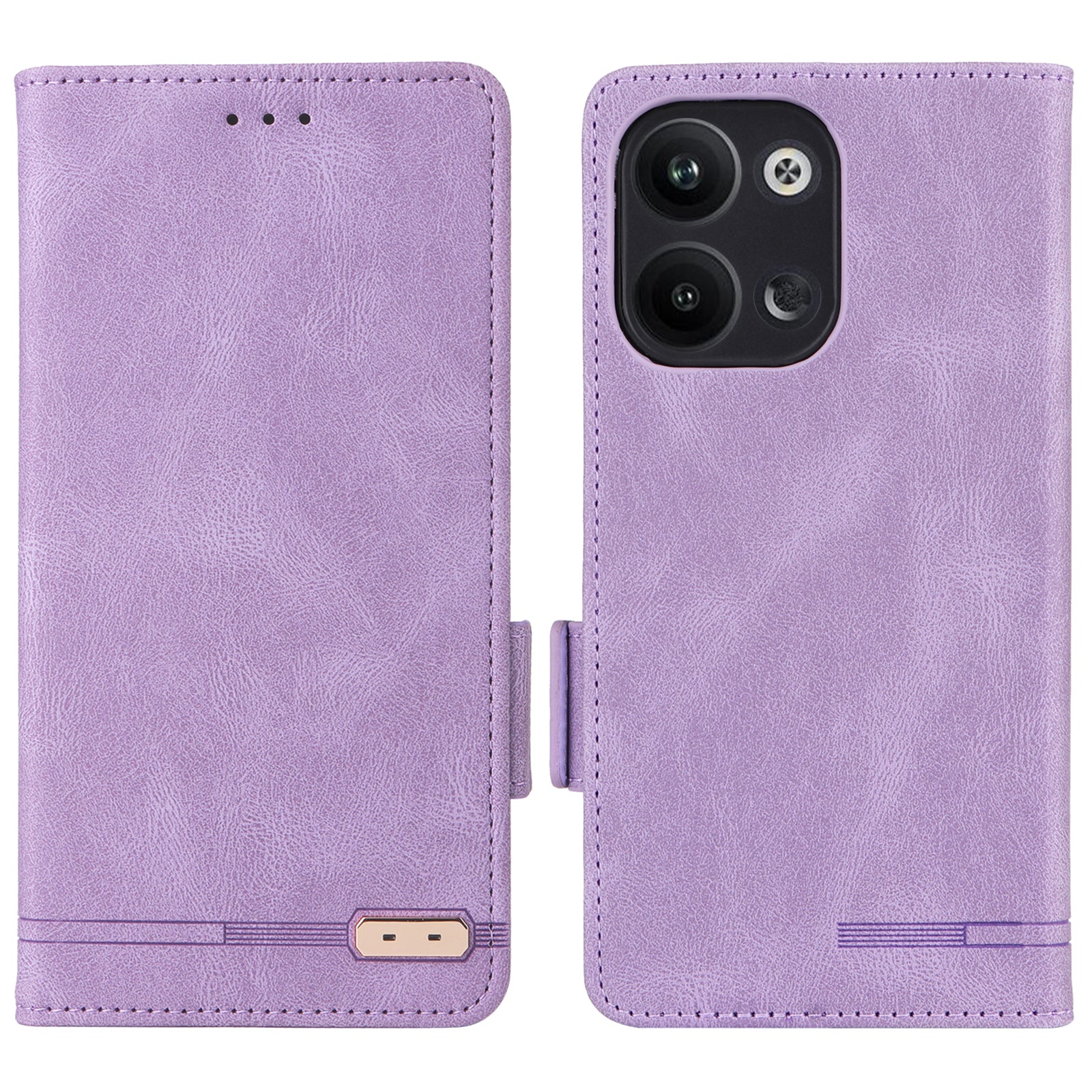 Scratch Proof Phone Cover for Oppo Reno9 5G Reno9 Pro 5G Hardware Decor Dual Magnetic Clasp Wallet Hands-free Stand PU Leather Phone Case