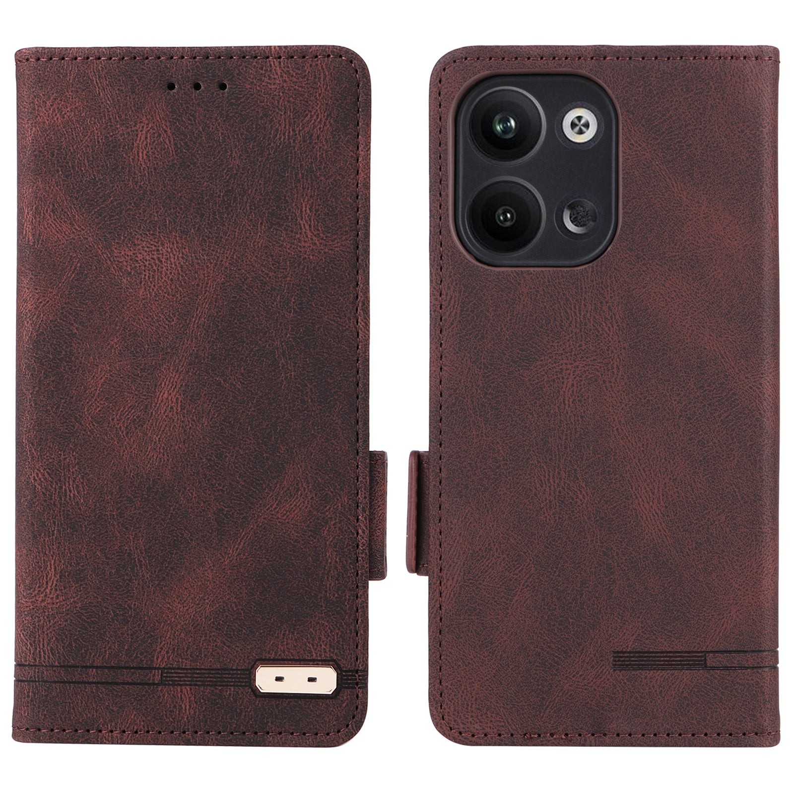 Scratch Proof Phone Cover for Oppo Reno9 5G Reno9 Pro 5G Hardware Decor Dual Magnetic Clasp Wallet Hands-free Stand PU Leather Phone Case