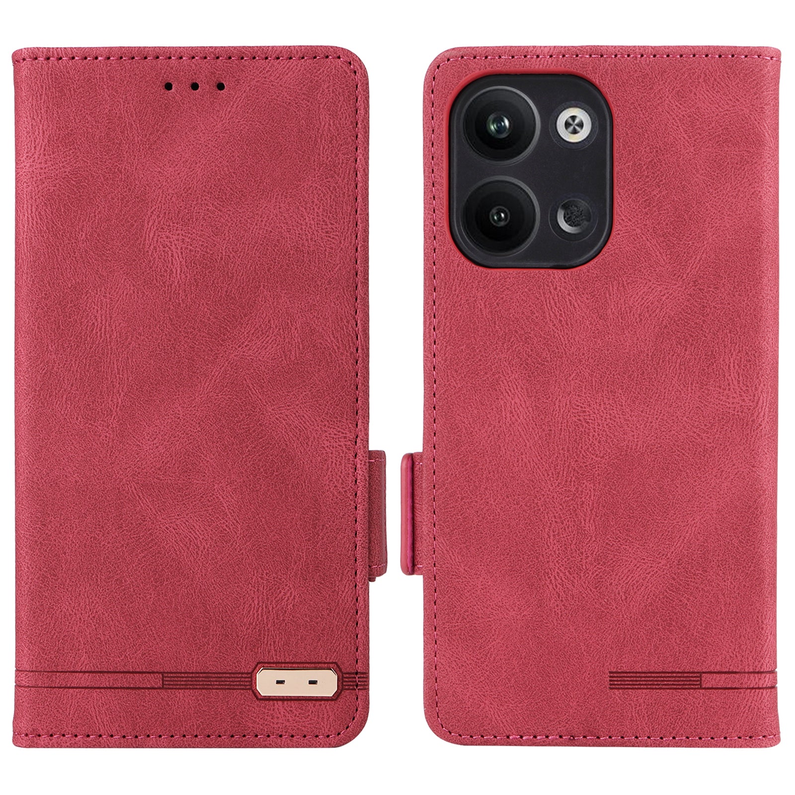 Scratch Proof Phone Cover for Oppo Reno9 5G Reno9 Pro 5G Hardware Decor Dual Magnetic Clasp Wallet Hands-free Stand PU Leather Phone Case