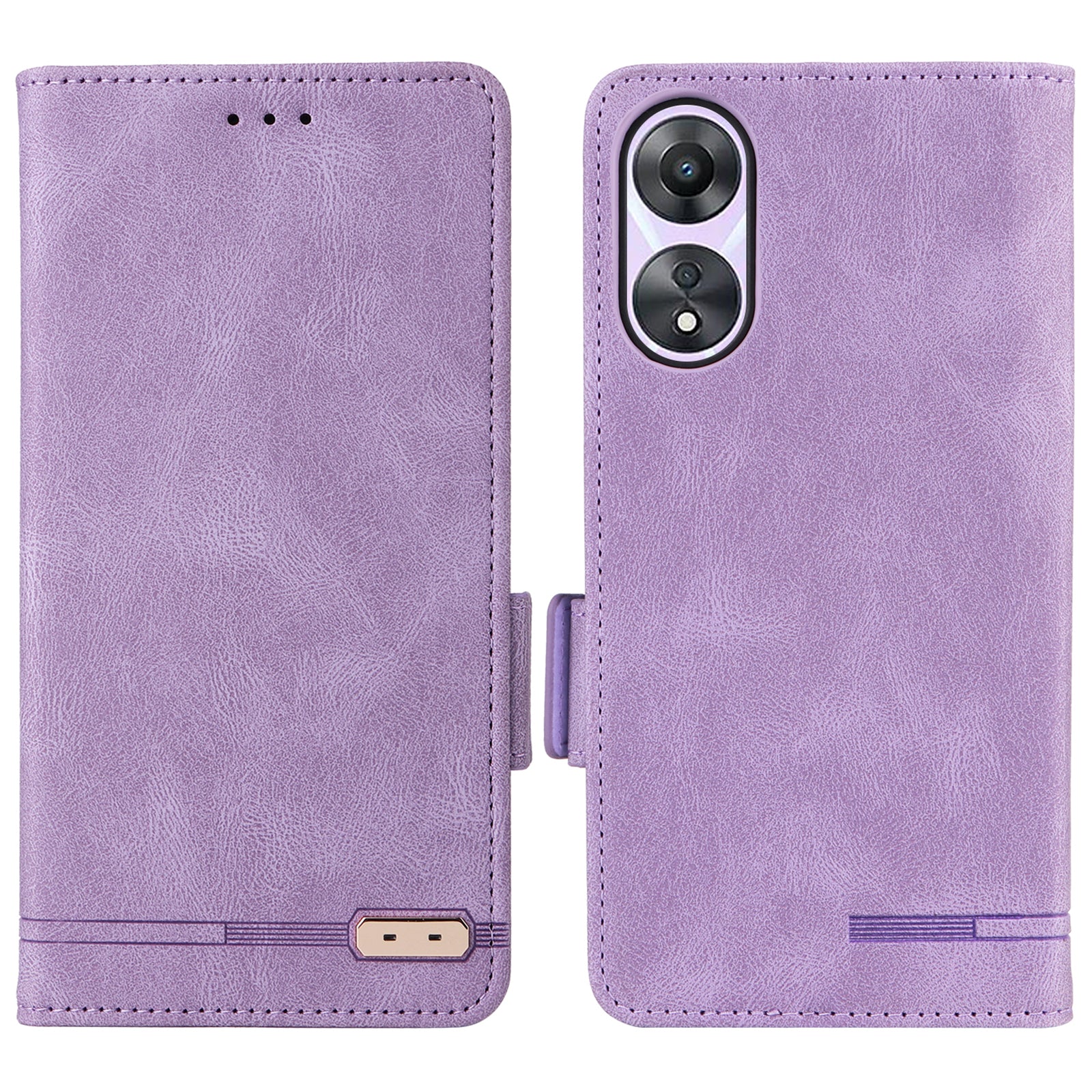 Shockproof Phone Cover for Oppo A58 5G Hardware Decor Dual Magnetic Clasp Wallet Hands-free Stand PU Leather Phone Case